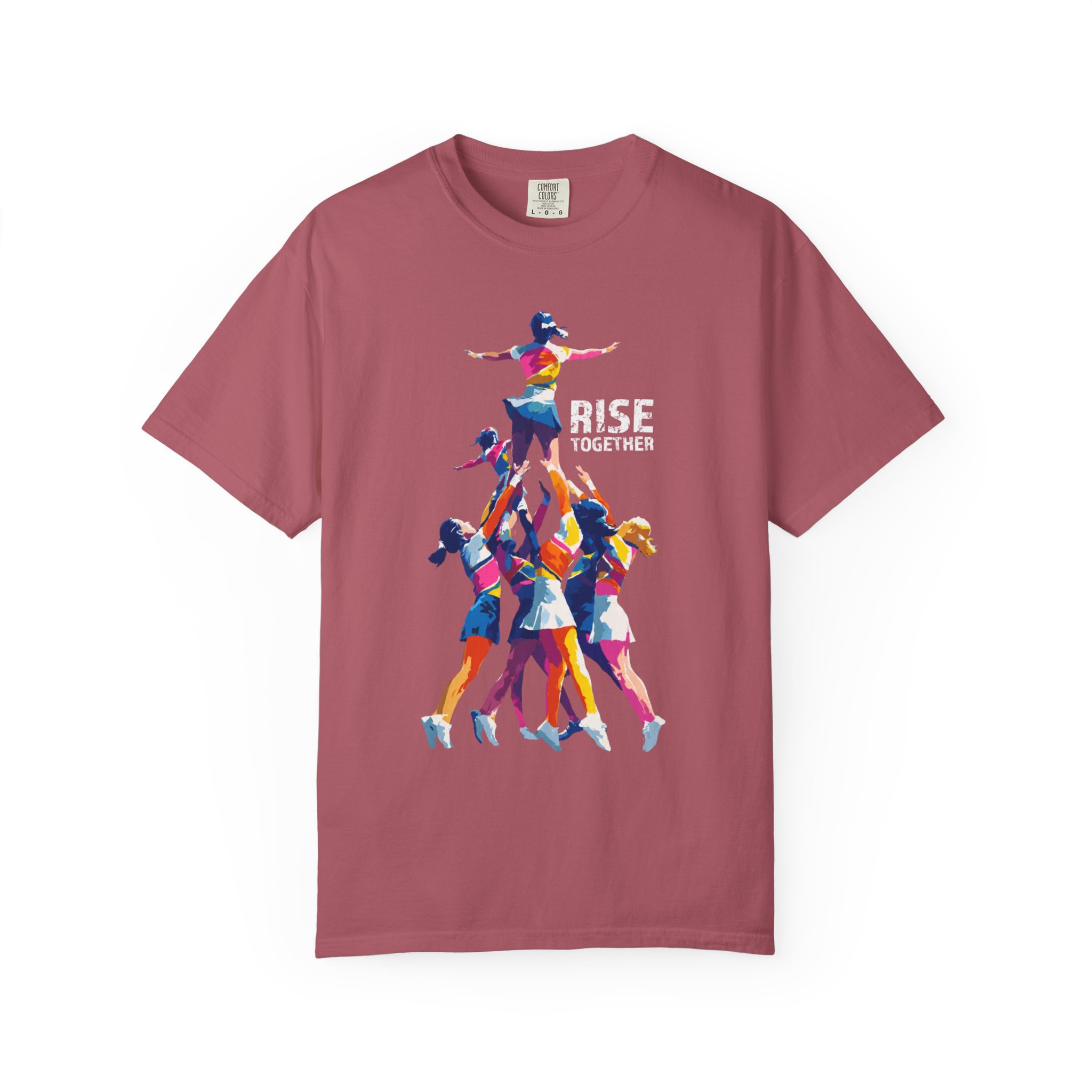 Rise Together T-Shirt — Colorful Cheerleading Pyramid Unity Streetwear Tee - Image 14