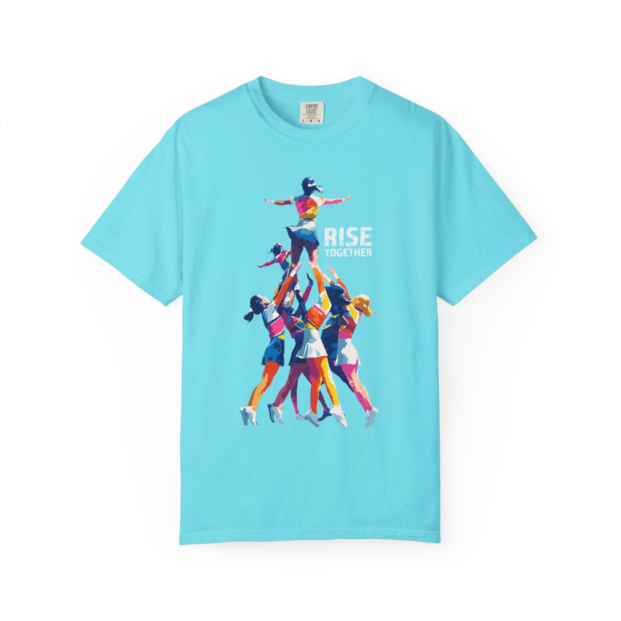 Rise Together T-Shirt — Colorful Cheerleading Pyramid Unity Streetwear Tee - Image 7