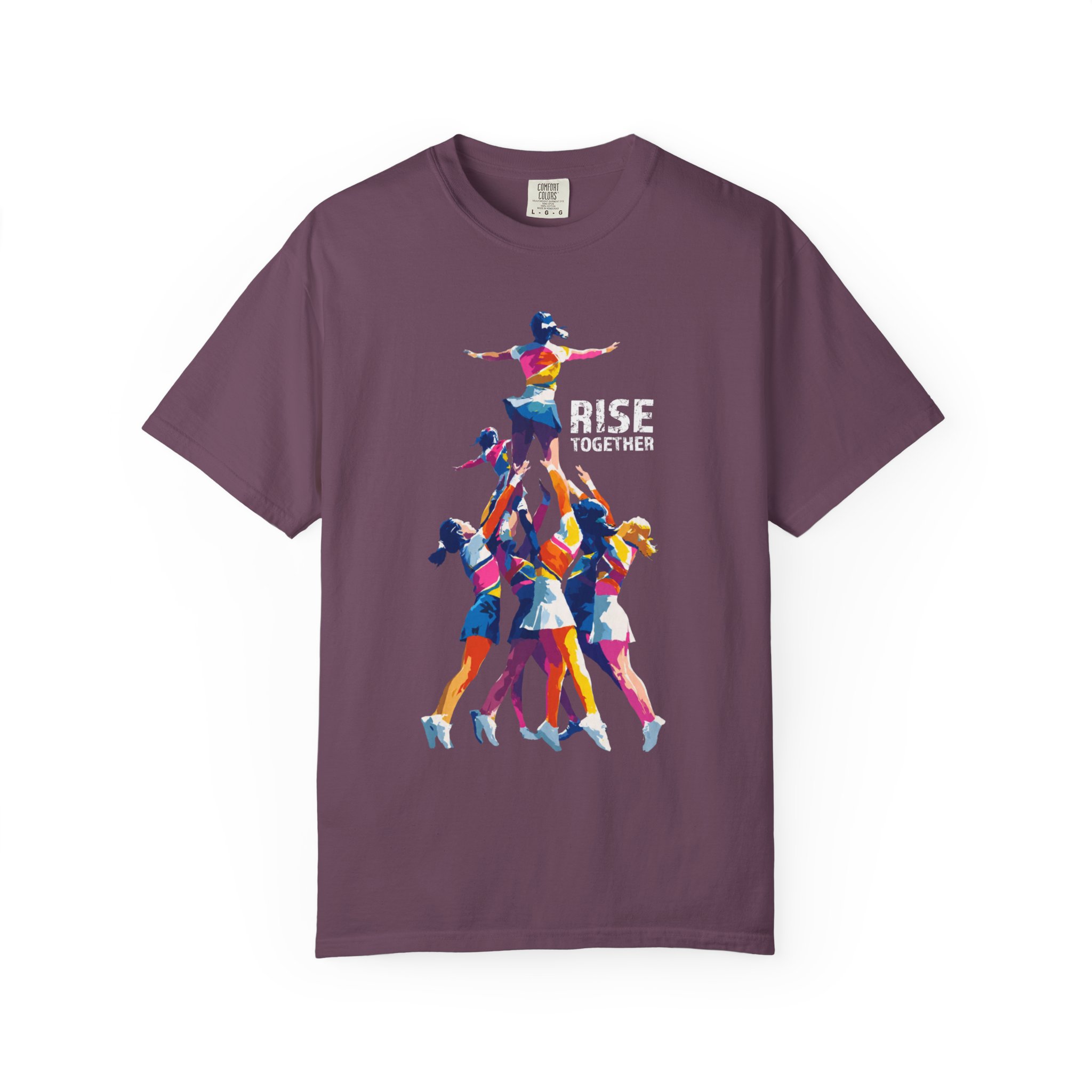 Rise Together T-Shirt — Colorful Cheerleading Pyramid Unity Streetwear Tee - Image 13