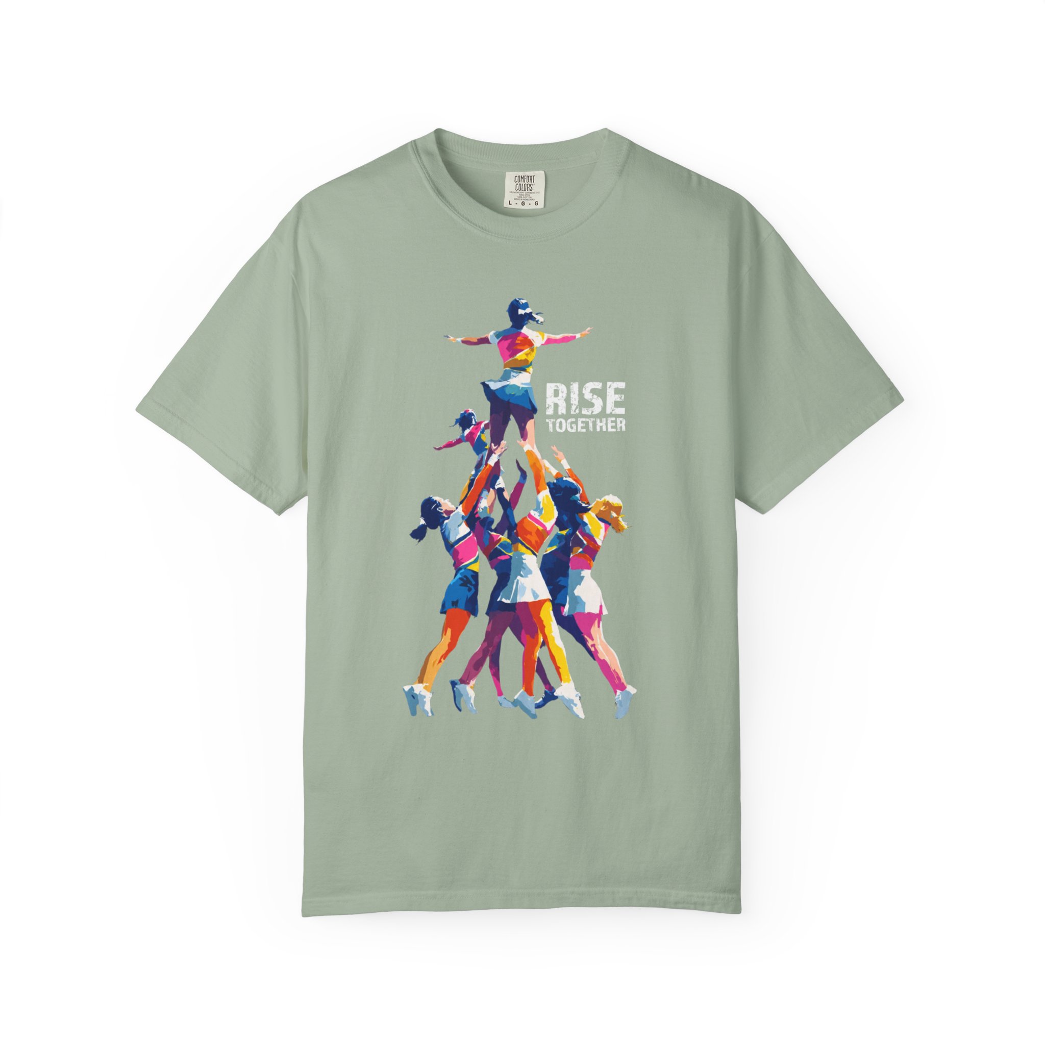 Rise Together T-Shirt — Colorful Cheerleading Pyramid Unity Streetwear Tee - Image 4