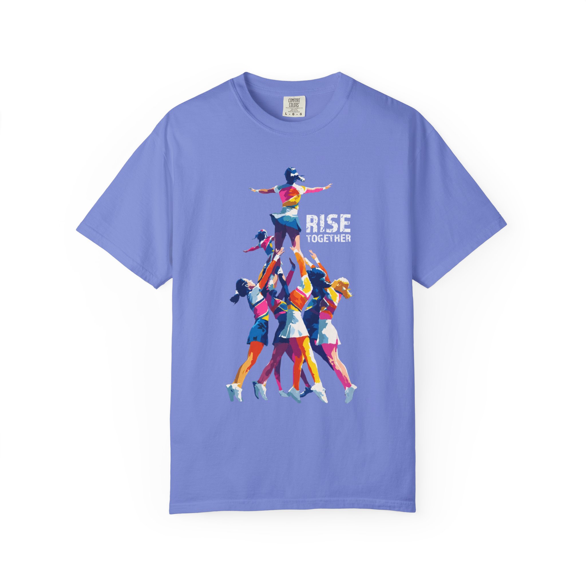 Rise Together T-Shirt — Colorful Cheerleading Pyramid Unity Streetwear Tee - Image 9