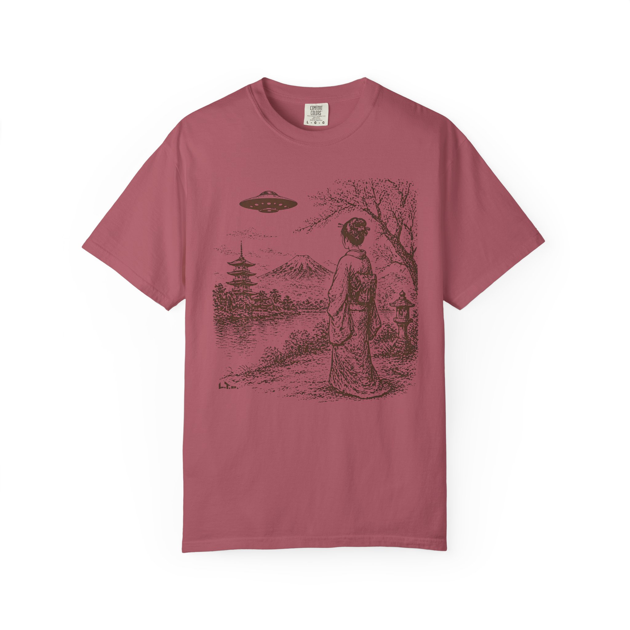 Geisha Japan UFO T-Shirt | Mount Fuji Sci‑Fi Mashup Streetwear Tee - Image 14