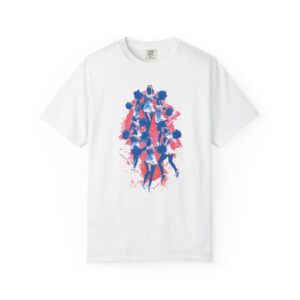 Cheerleader Silhouette T-Shirt | Red & Blue Pom-Pom Squad Graphic Tee