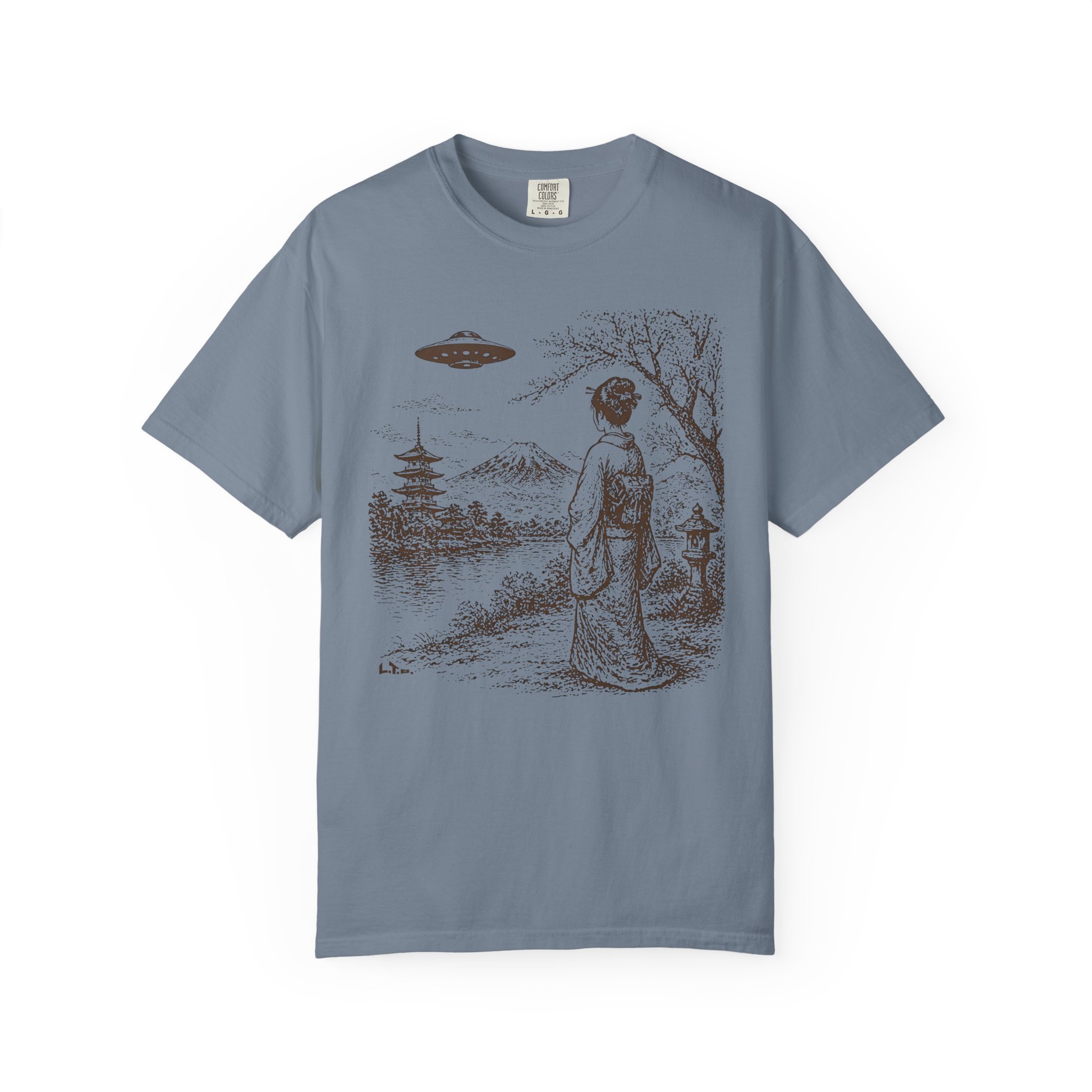 Geisha Japan UFO T-Shirt | Mount Fuji Sci‑Fi Mashup Streetwear Tee - Image 10