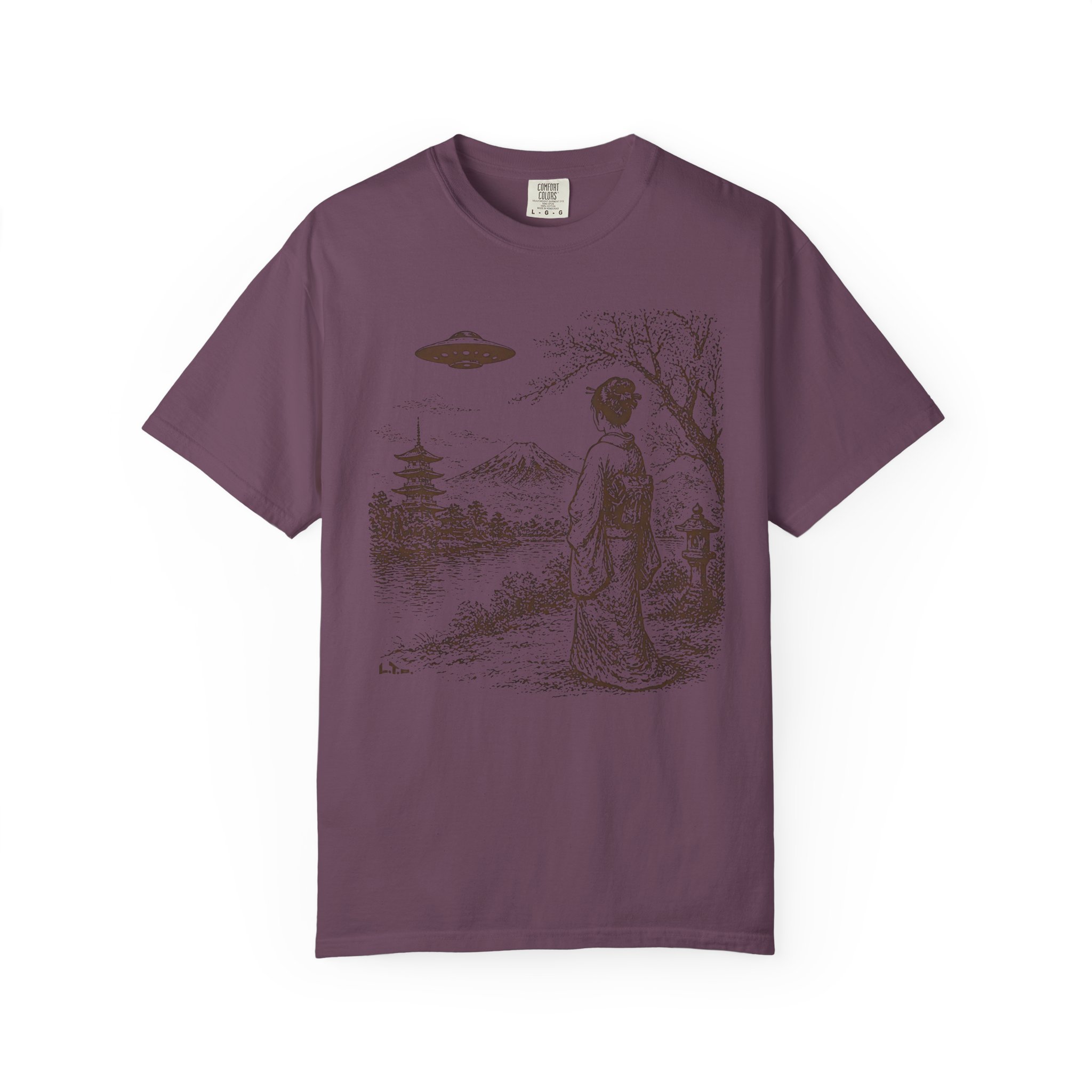 Geisha Japan UFO T-Shirt | Mount Fuji Sci‑Fi Mashup Streetwear Tee - Image 13
