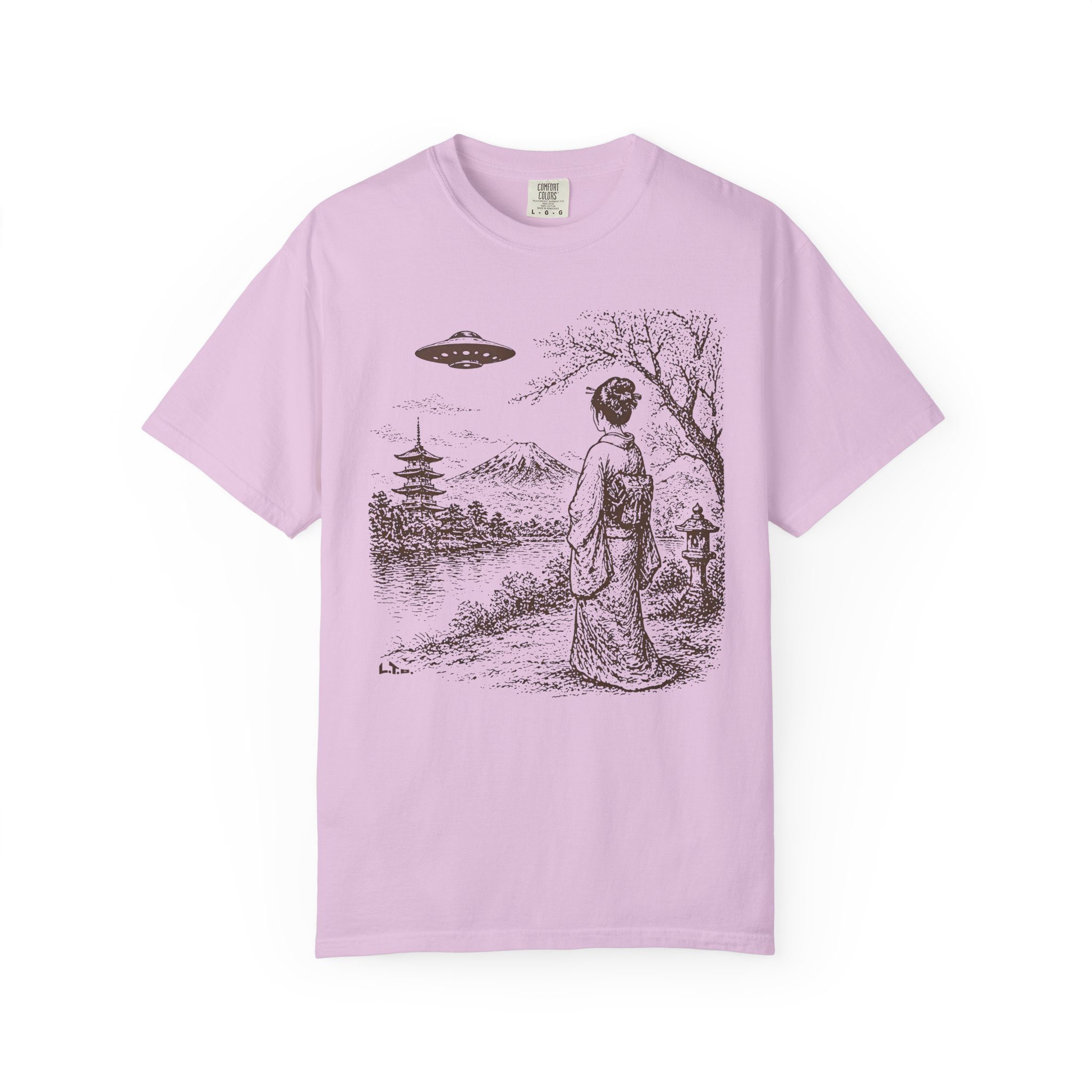 Geisha Japan UFO T-Shirt | Mount Fuji Sci‑Fi Mashup Streetwear Tee - Image 11