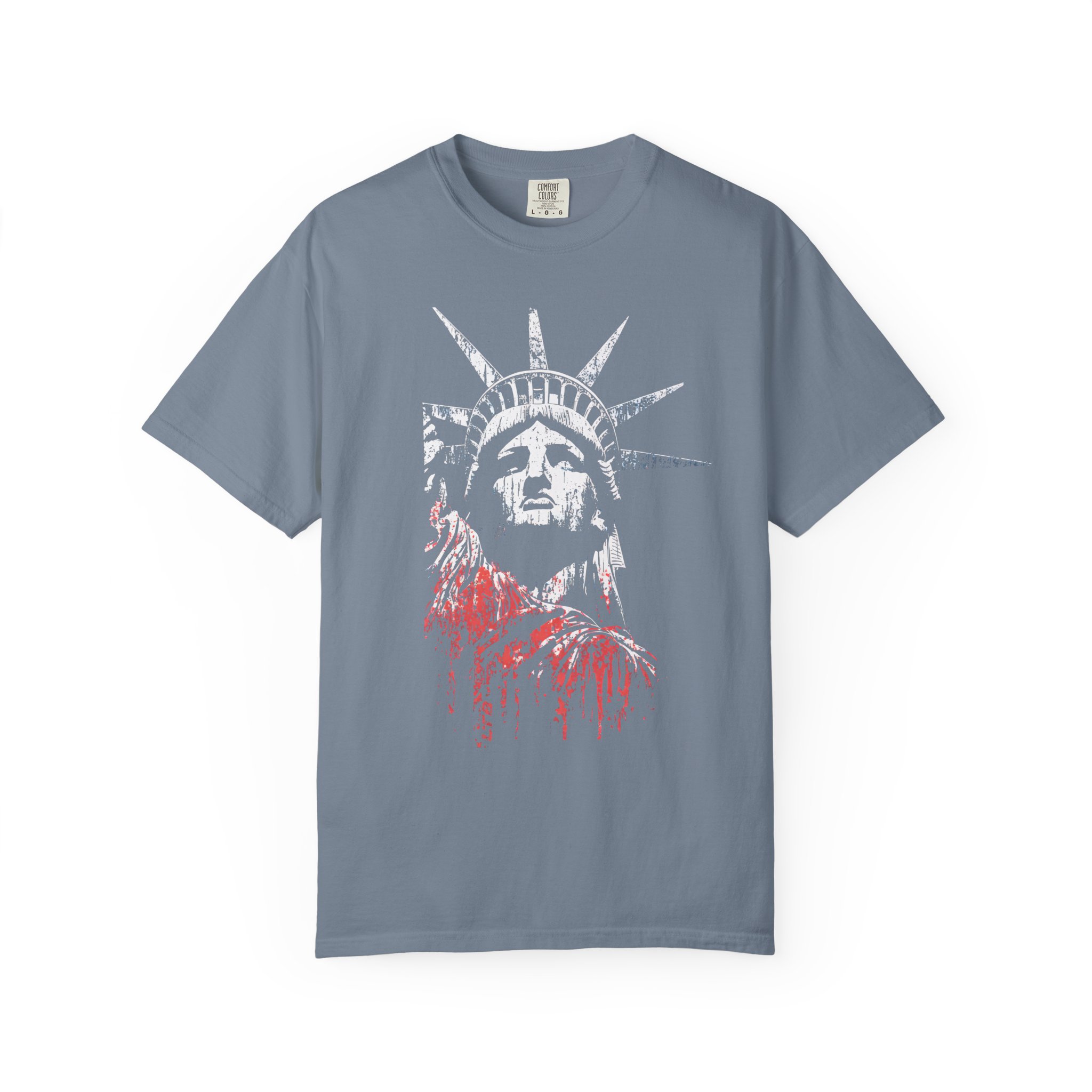 Statue of Liberty T-Shirt | Distressed Red Drip Patriotic Streetwear Tee - Image 8