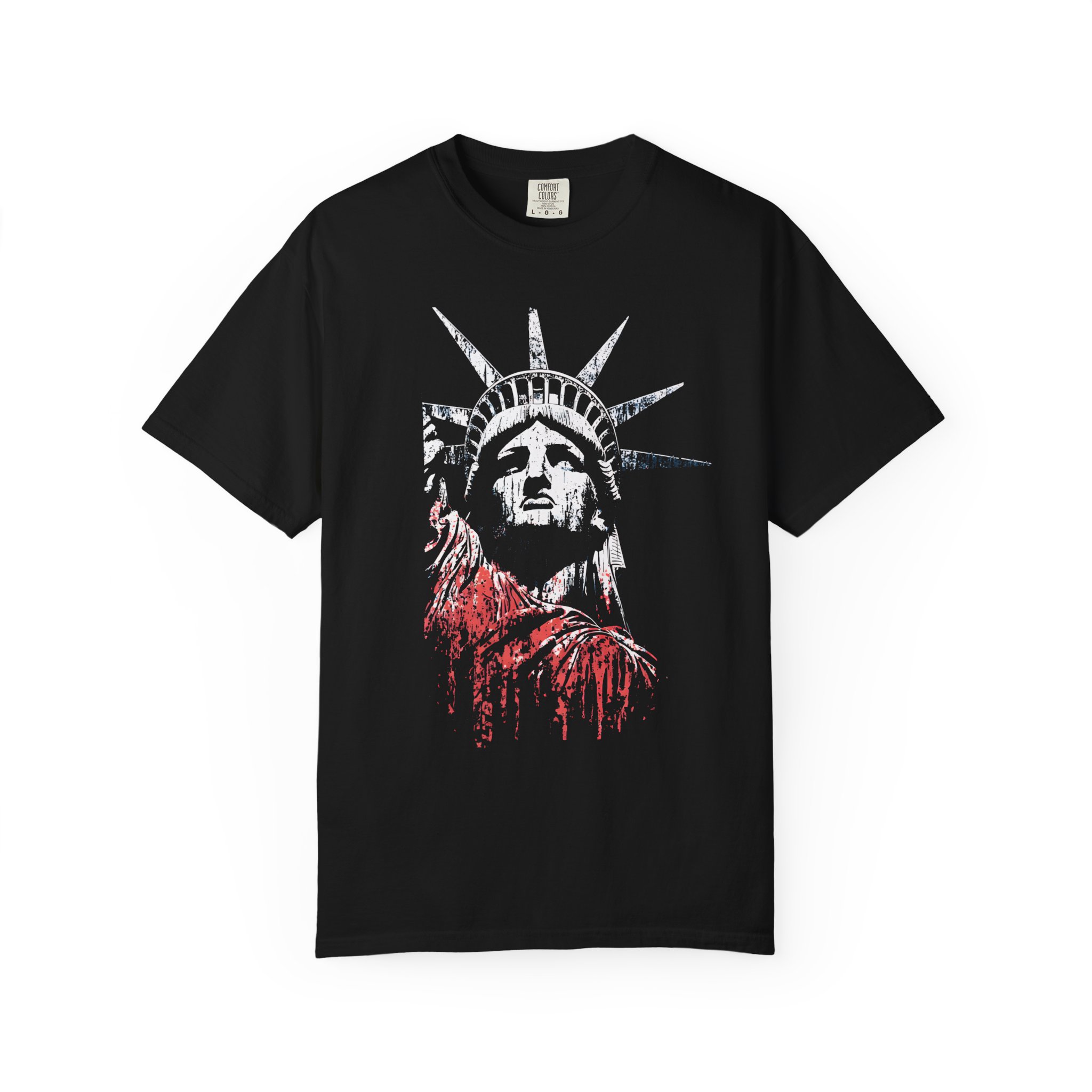 Statue of Liberty T-Shirt | Distressed Red Drip Patriotic Streetwear Tee