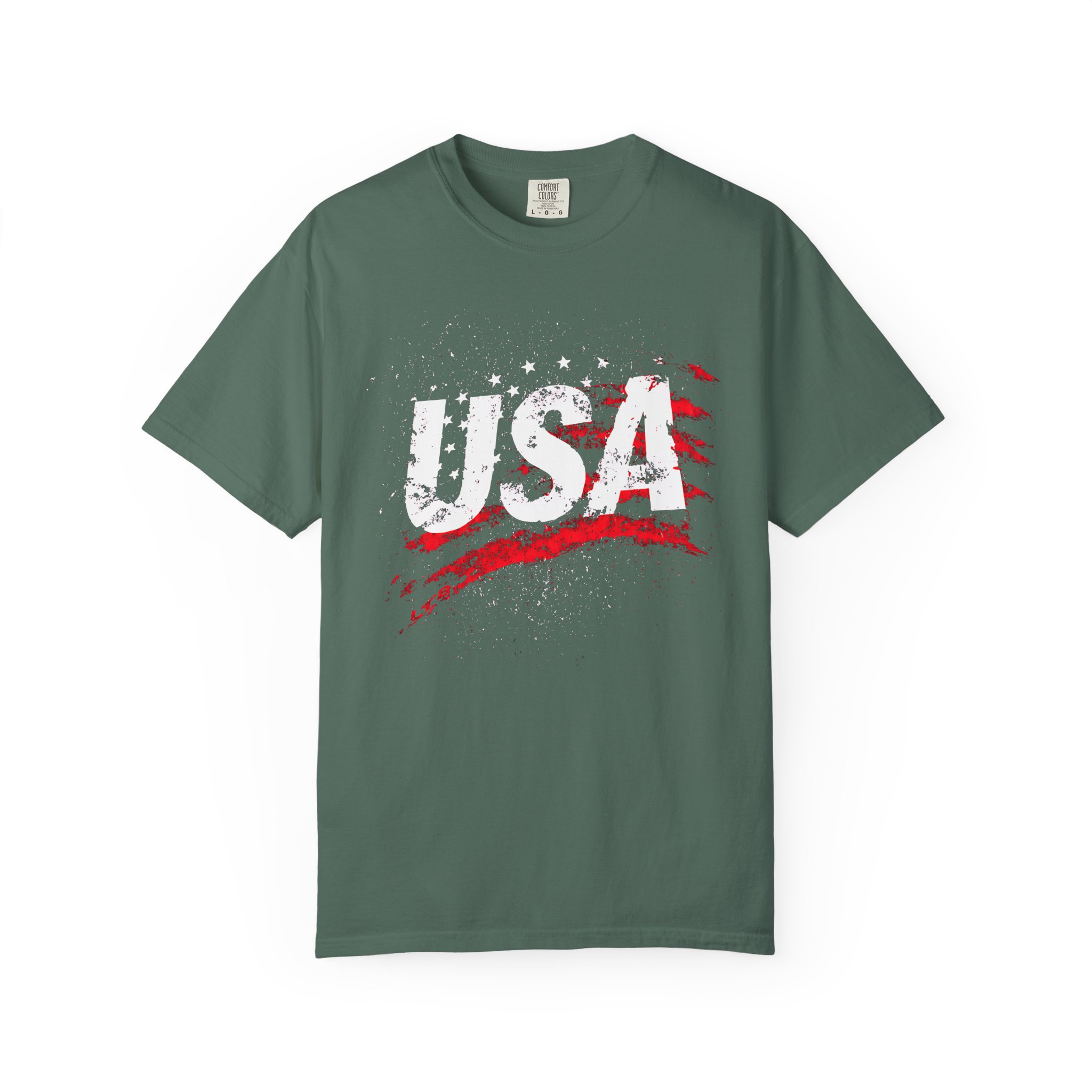 USA T-Shirt | Distressed Grunge Flag Brushstroke Patriotic Streetwear Tee - Image 5