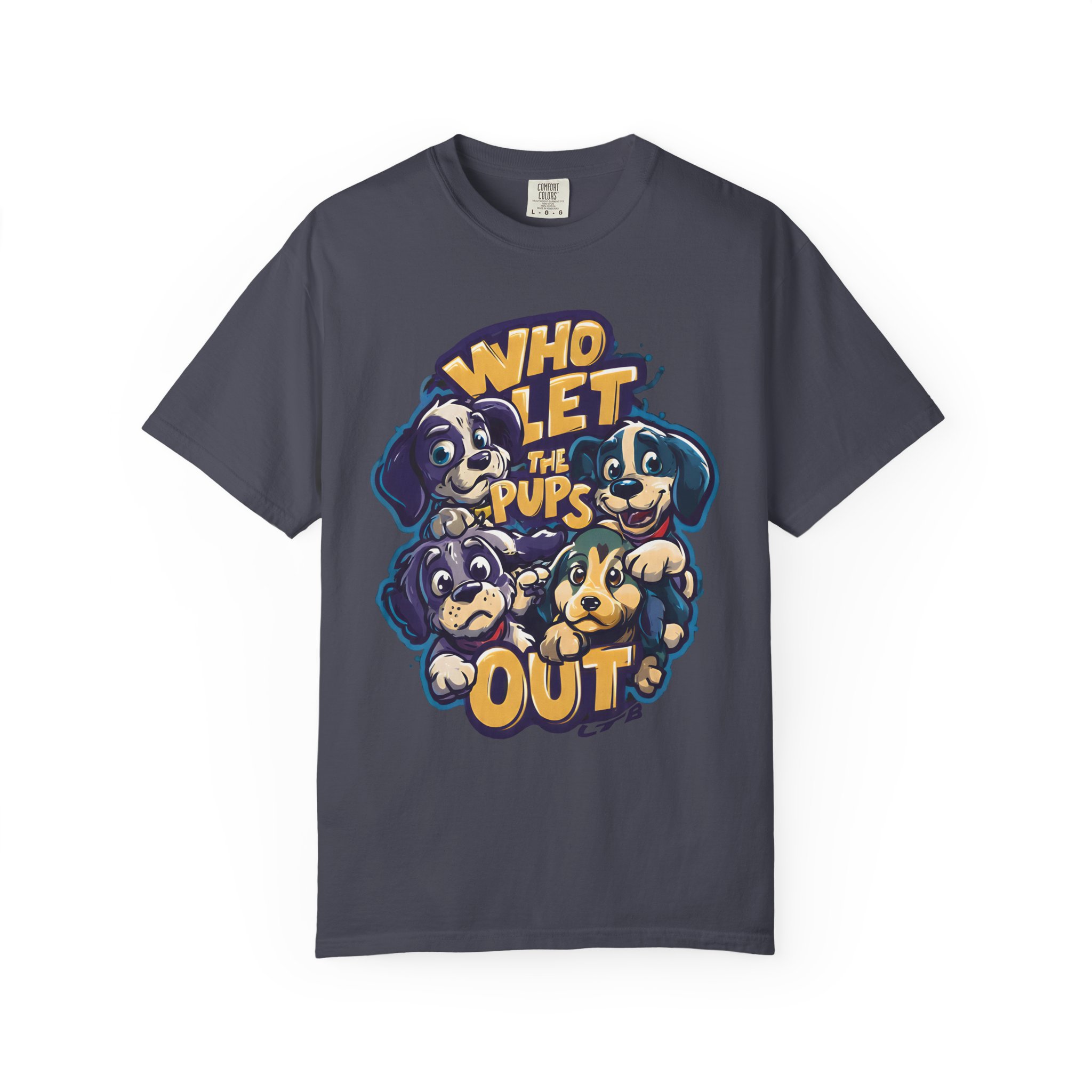 Who Let the Pups Out T-Shirt | Cute Cartoon Puppy Squad Streetwear Tee - Image 4