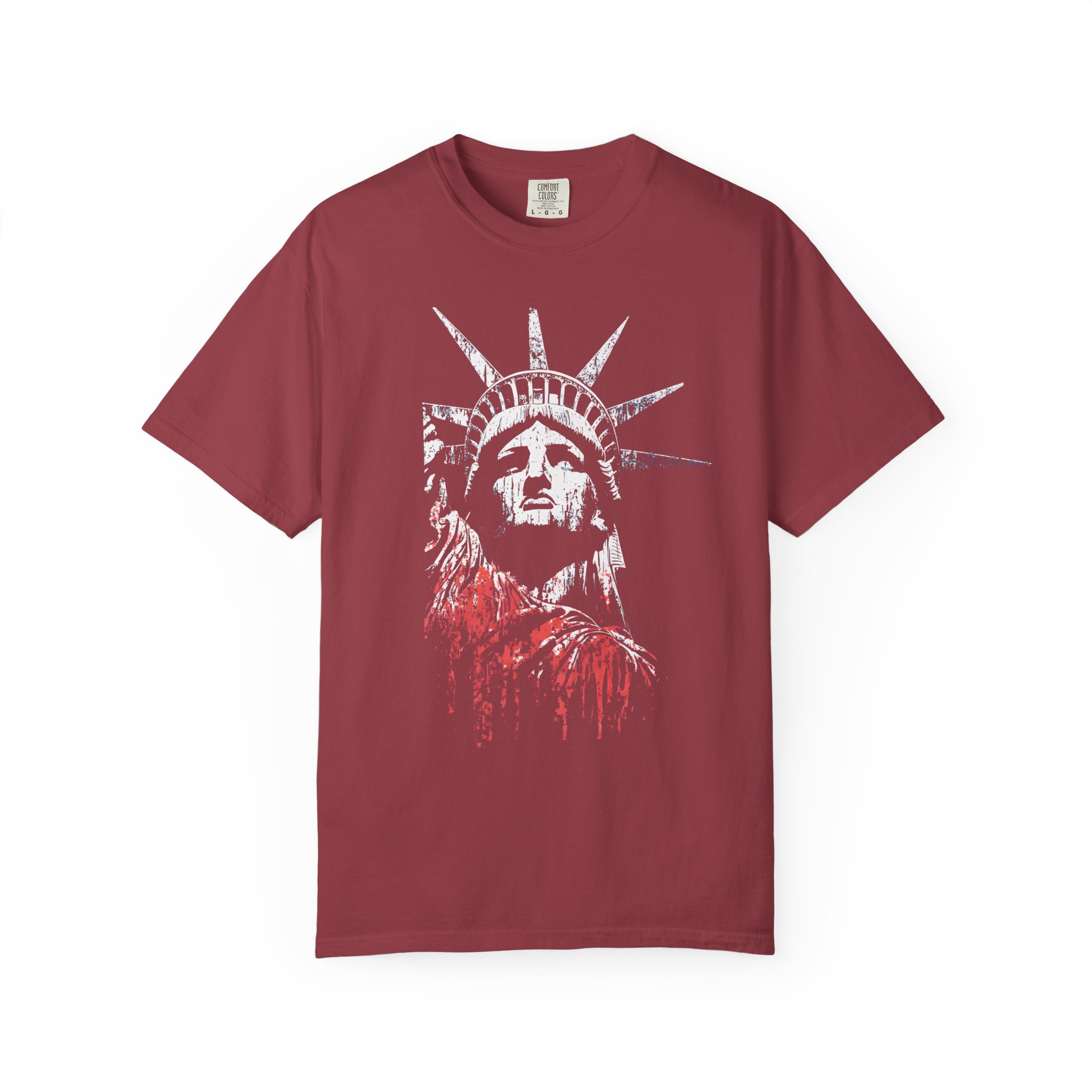 Statue of Liberty T-Shirt | Distressed Red Drip Patriotic Streetwear Tee - Image 13