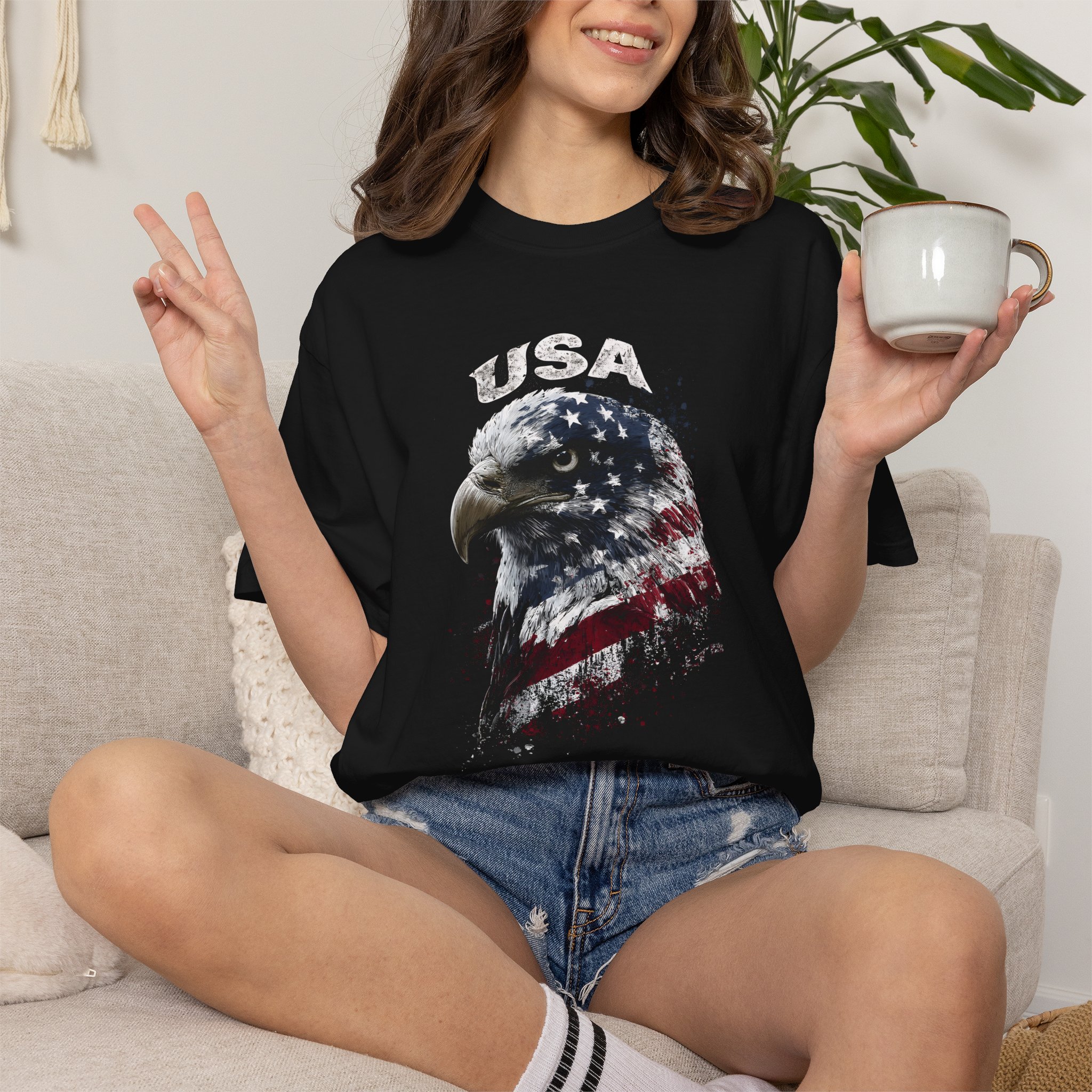 USA Eagle T-Shirt | American Flag Bald Eagle Patriotic Streetwear Tee - Image 2