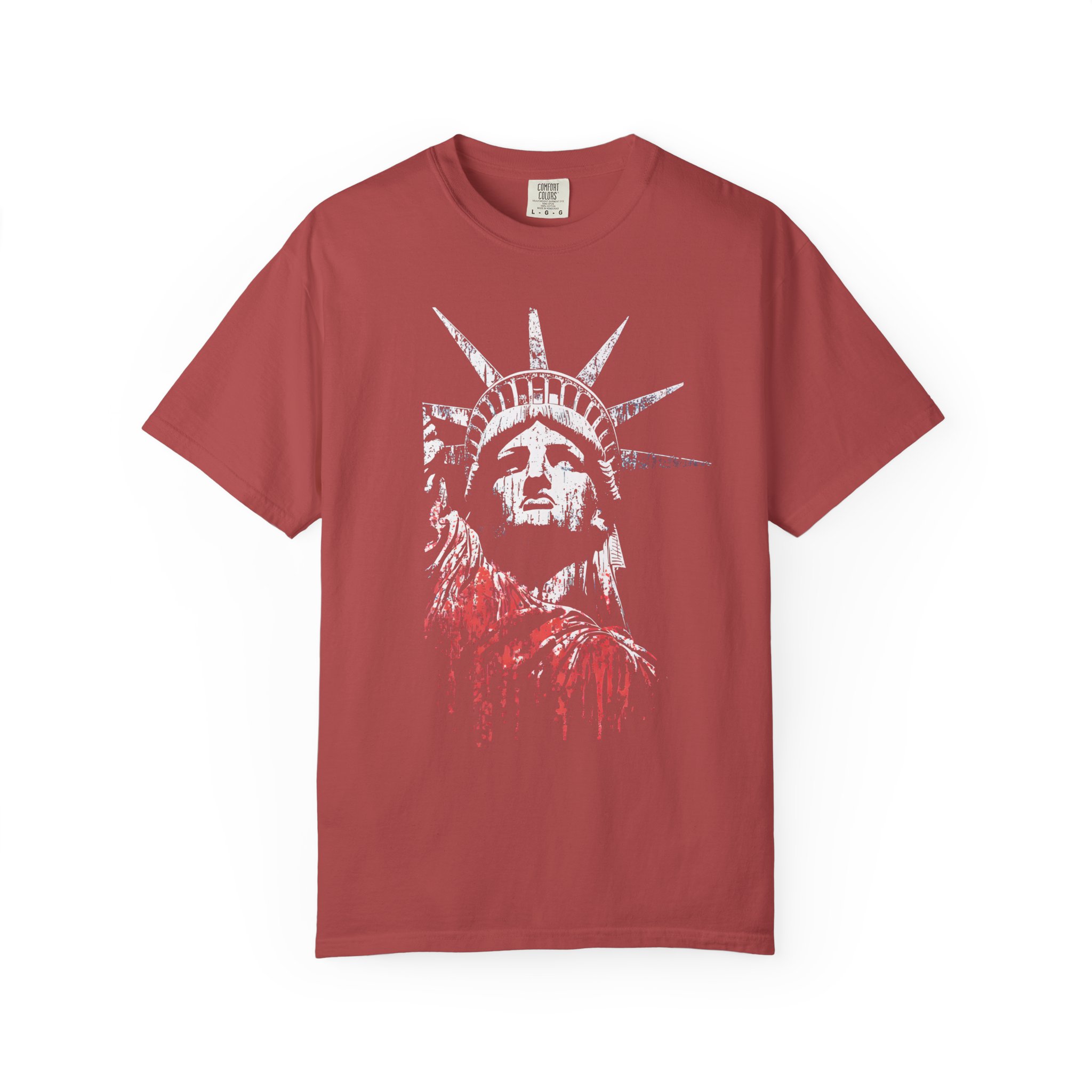 Statue of Liberty T-Shirt | Distressed Red Drip Patriotic Streetwear Tee - Image 14