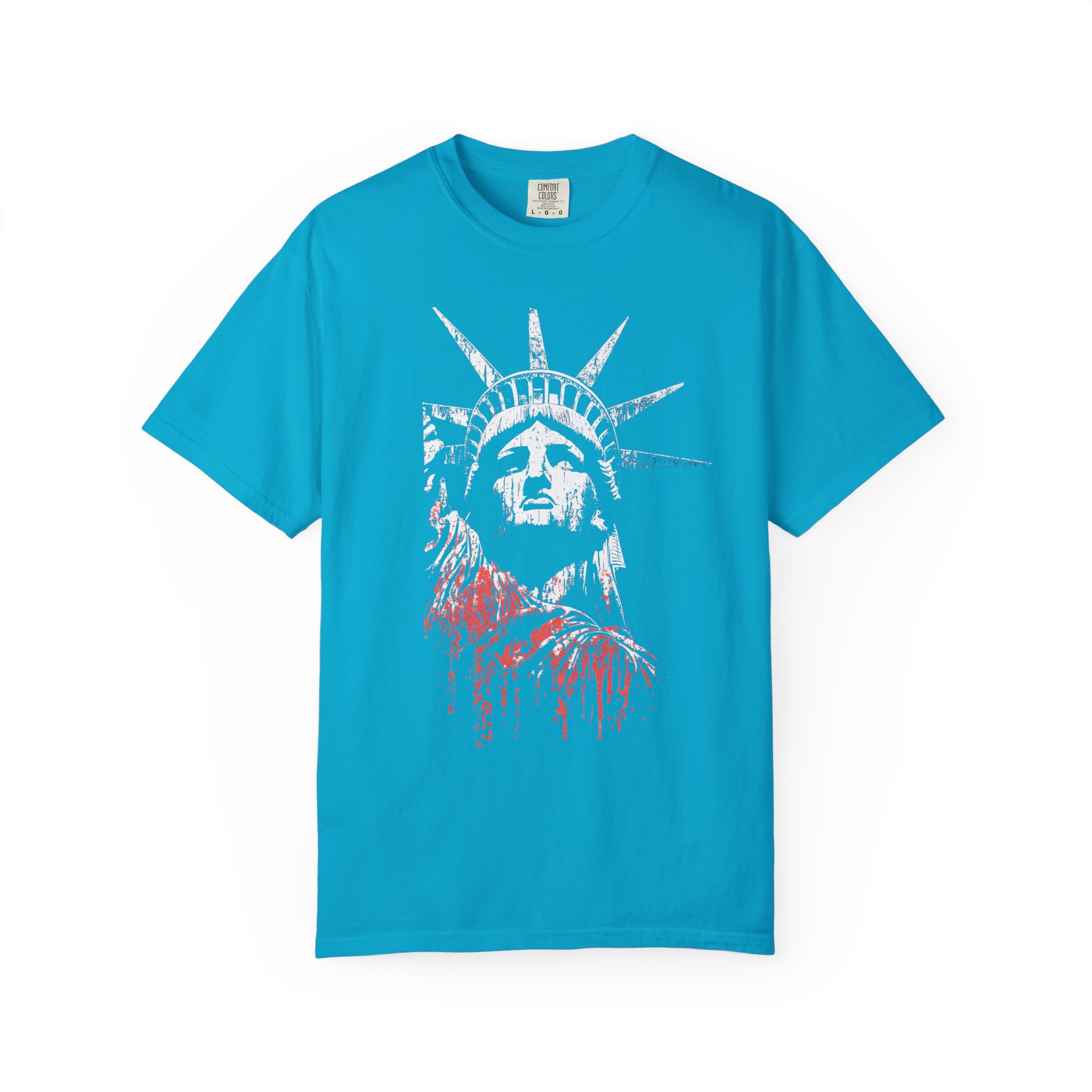 Statue of Liberty T-Shirt | Distressed Red Drip Patriotic Streetwear Tee - Image 6