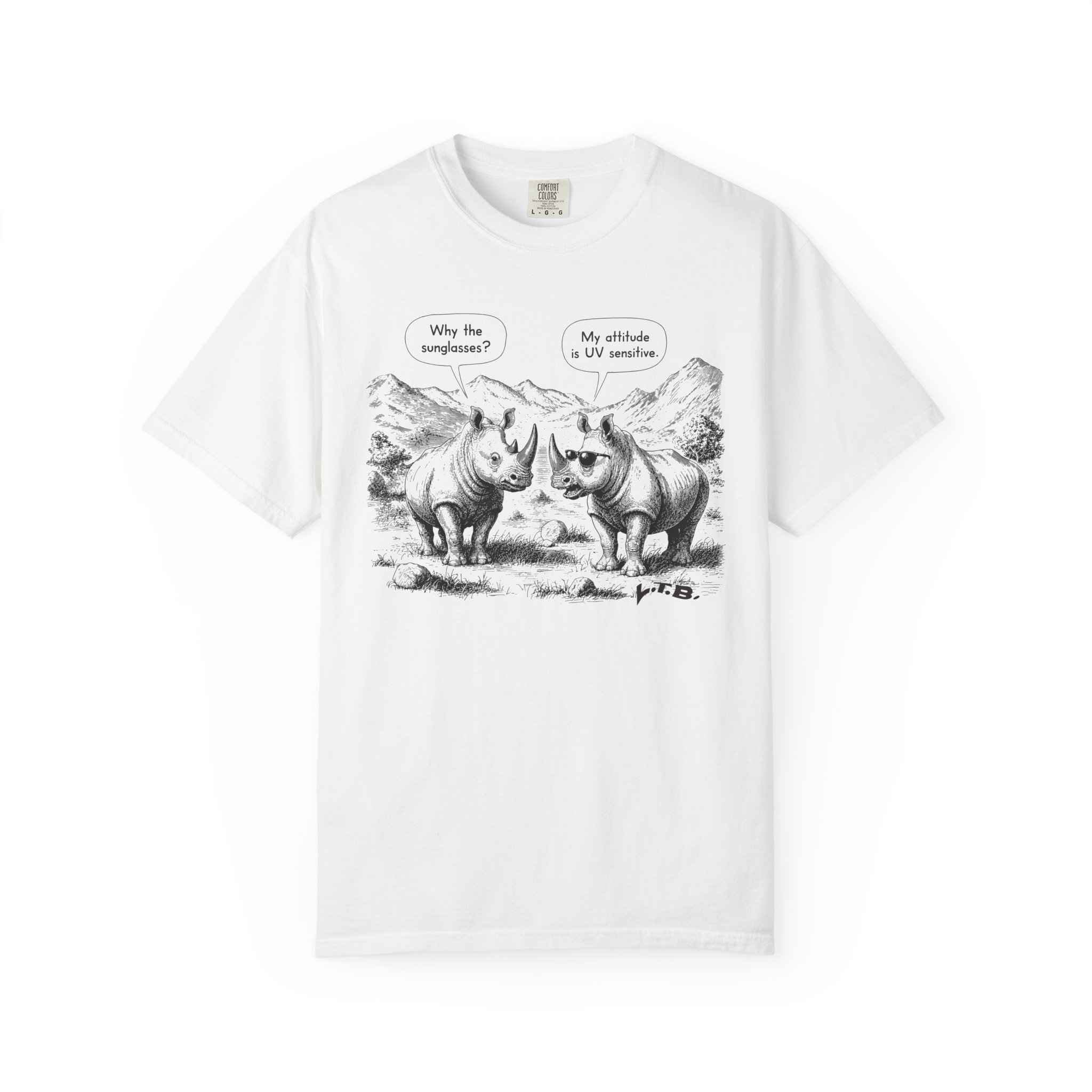 Rhino Attitude T-Shirt | Funny UV Sensitive Sunglasses Animal Streetwear Tee