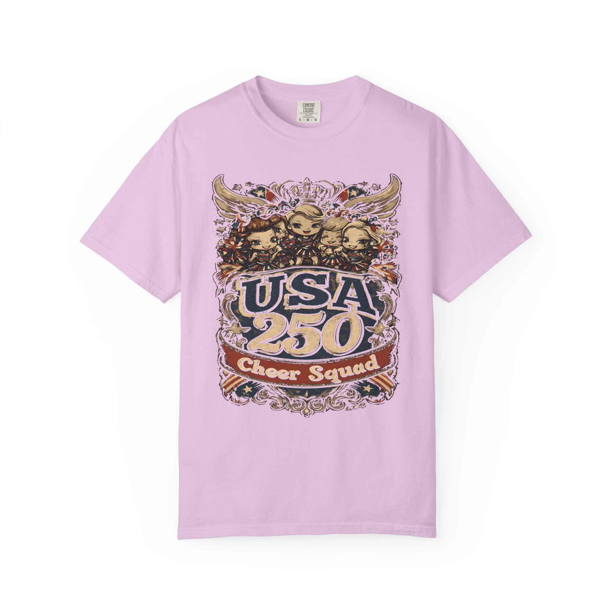 USA 250 Cheer Squad T-Shirt | Patriotic Cheerleader Cartoon Streetwear Tee - Image 10