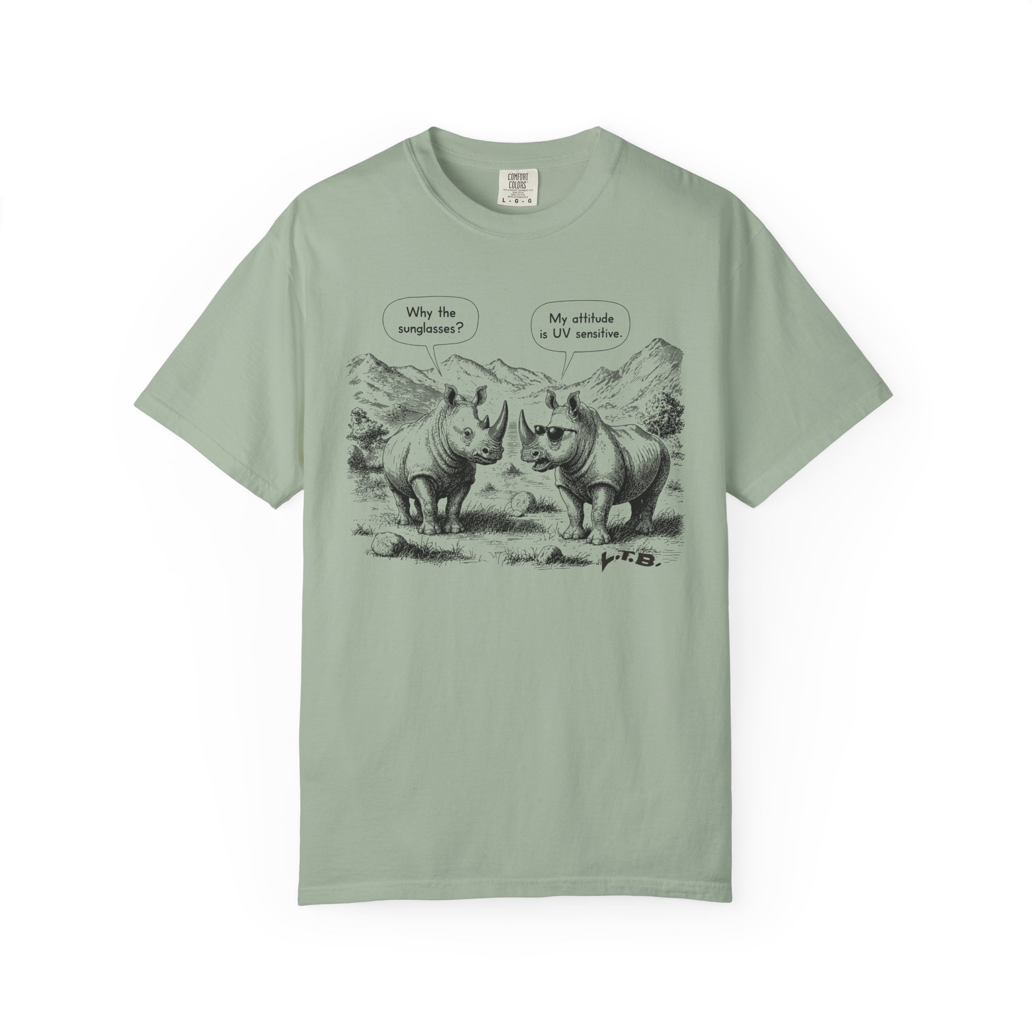 Rhino Attitude T-Shirt | Funny UV Sensitive Sunglasses Animal Streetwear Tee - Image 5