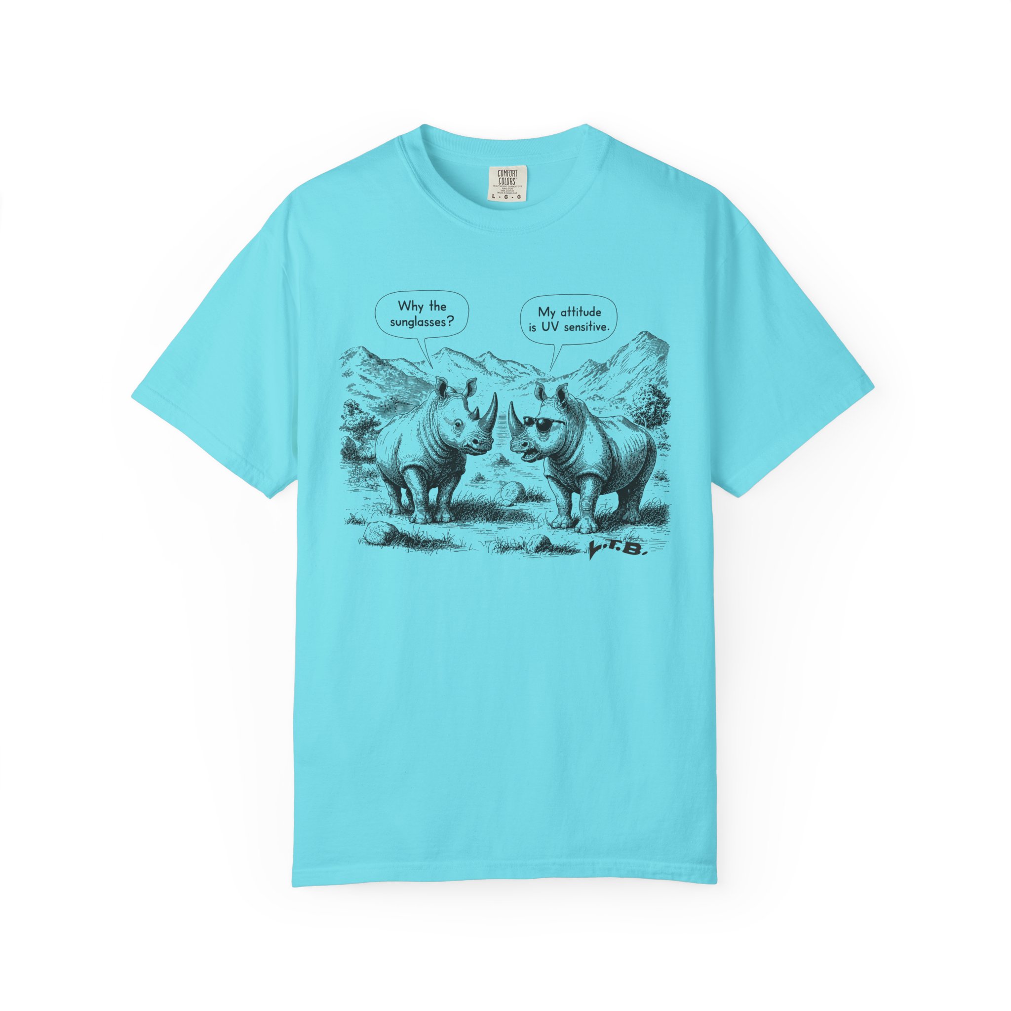 Rhino Attitude T-Shirt | Funny UV Sensitive Sunglasses Animal Streetwear Tee - Image 8