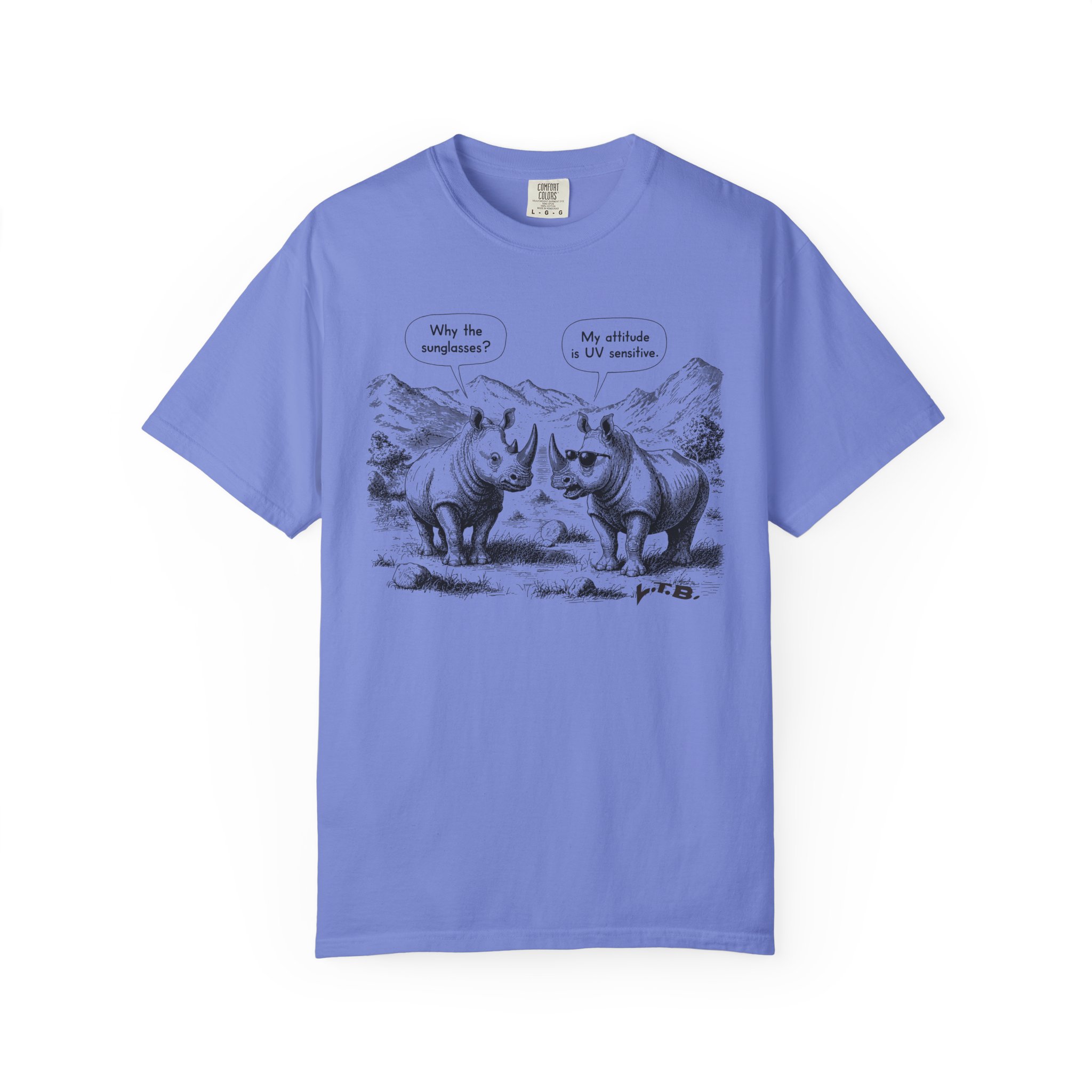 Rhino Attitude T-Shirt | Funny UV Sensitive Sunglasses Animal Streetwear Tee - Image 10
