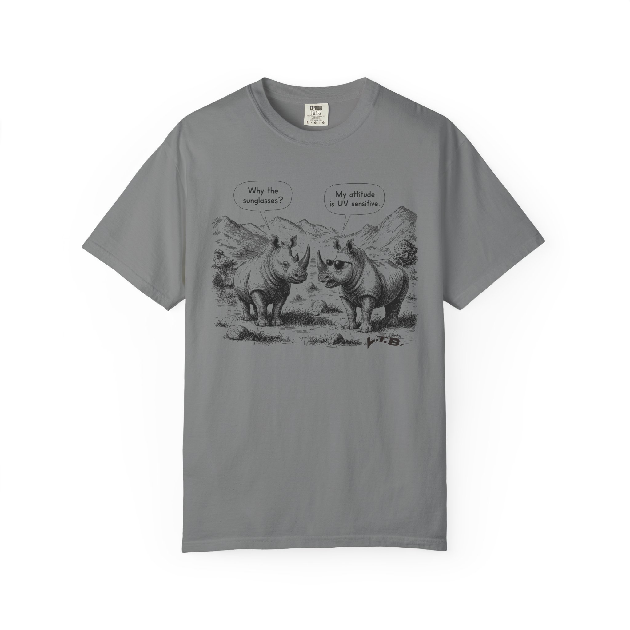 Rhino Attitude T-Shirt | Funny UV Sensitive Sunglasses Animal Streetwear Tee - Image 4