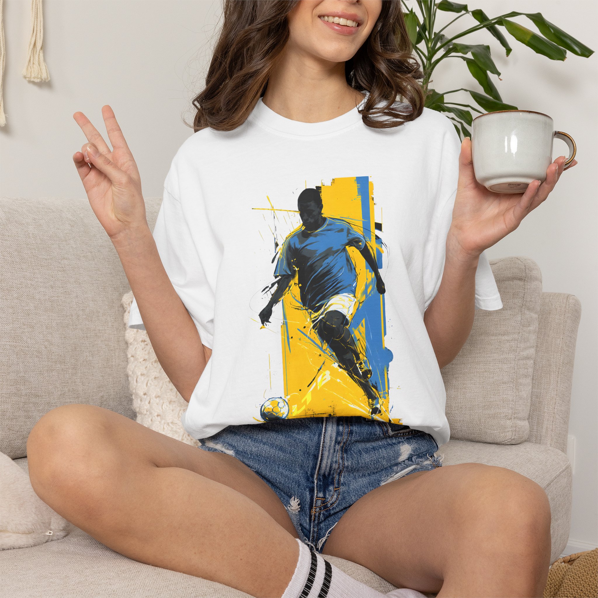 Soccer Player Art T-Shirt | Dynamic Football Graphic Streetwear Tee - Image 2