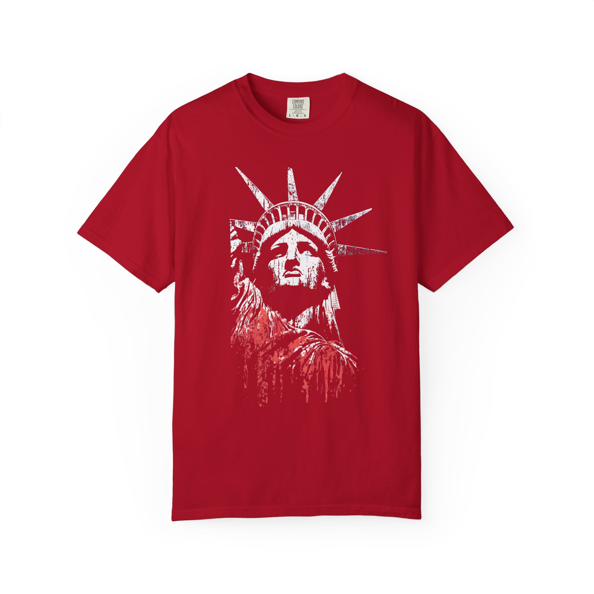 Statue of Liberty T-Shirt | Distressed Red Drip Patriotic Streetwear Tee - Image 15