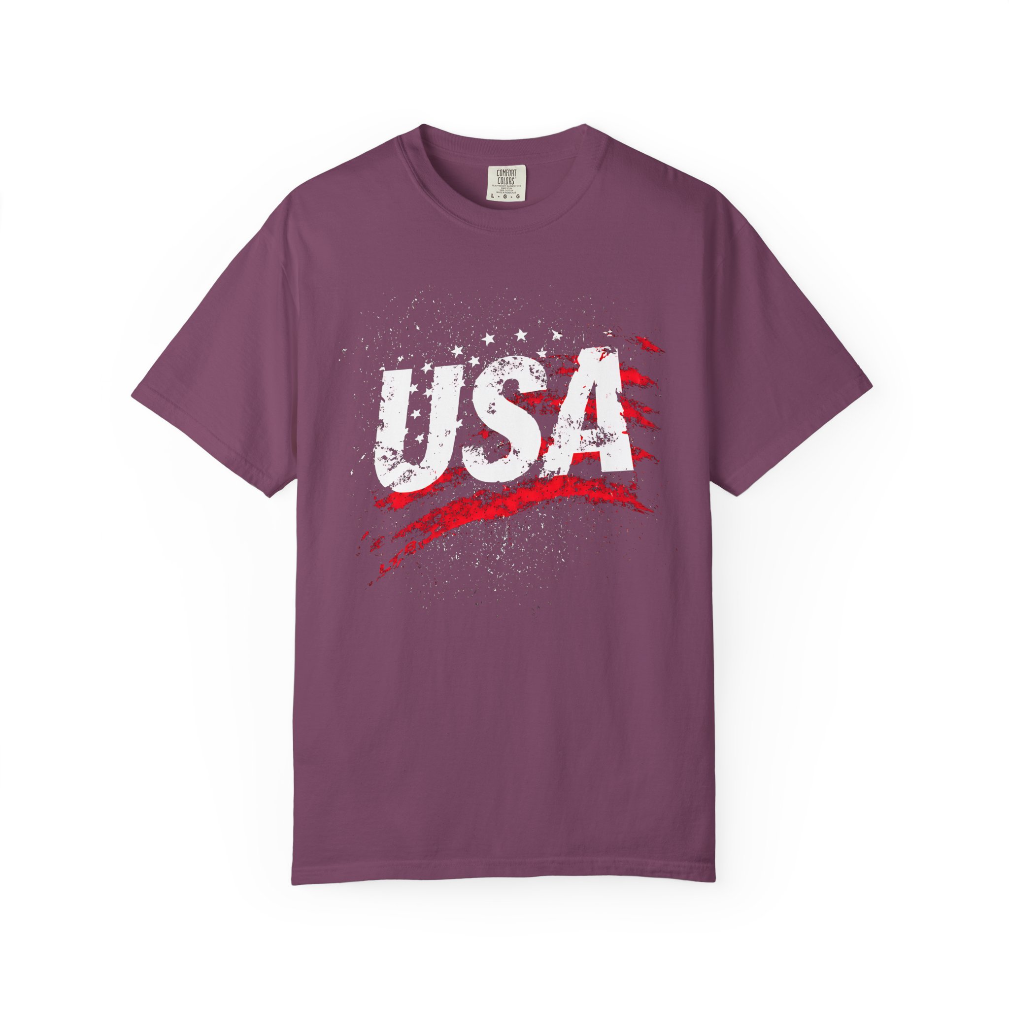 USA T-Shirt | Distressed Grunge Flag Brushstroke Patriotic Streetwear Tee - Image 12
