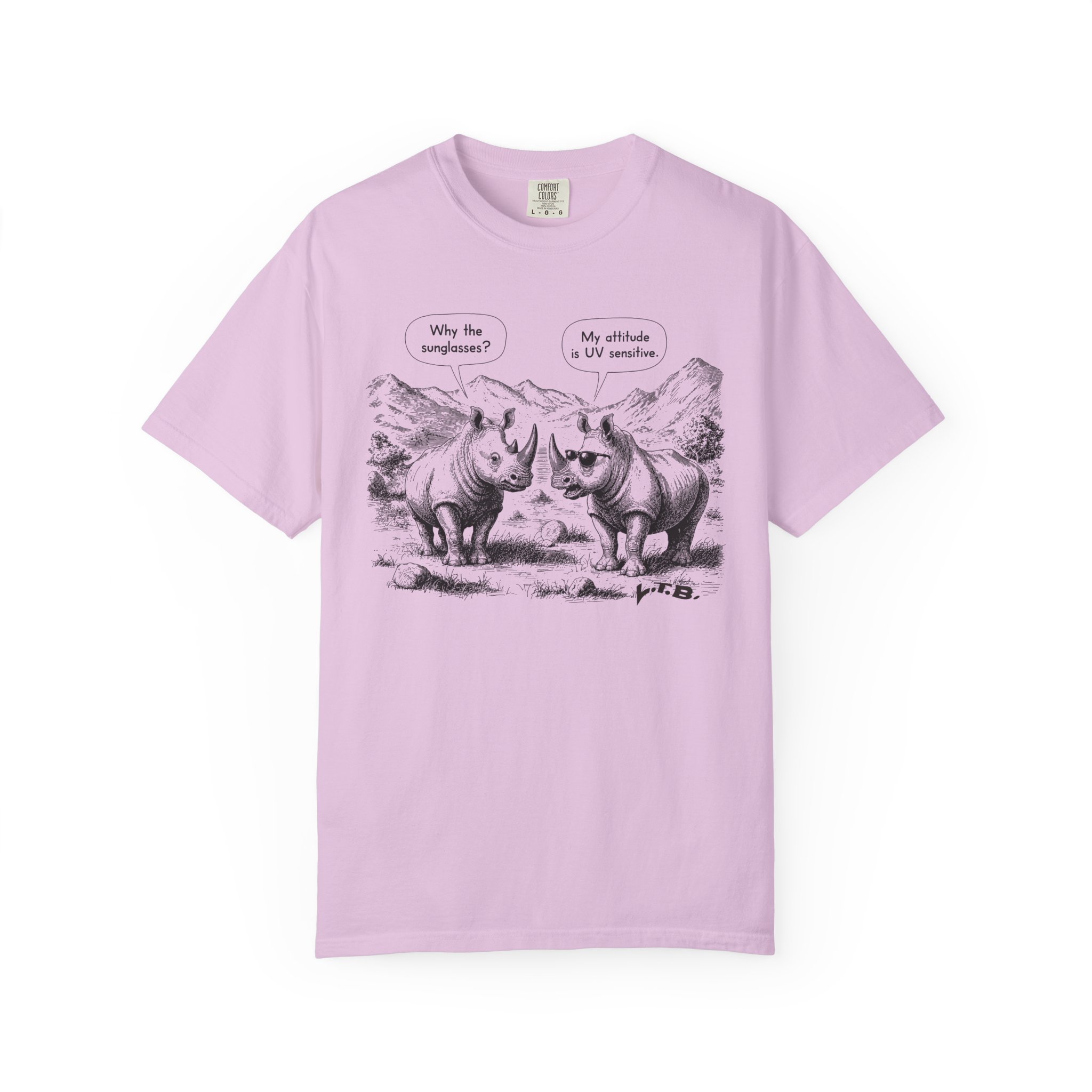 Rhino Attitude T-Shirt | Funny UV Sensitive Sunglasses Animal Streetwear Tee - Image 12