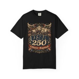 USA 250 Cheer Squad T-Shirt | Patriotic Cheerleader Cartoon Streetwear Tee