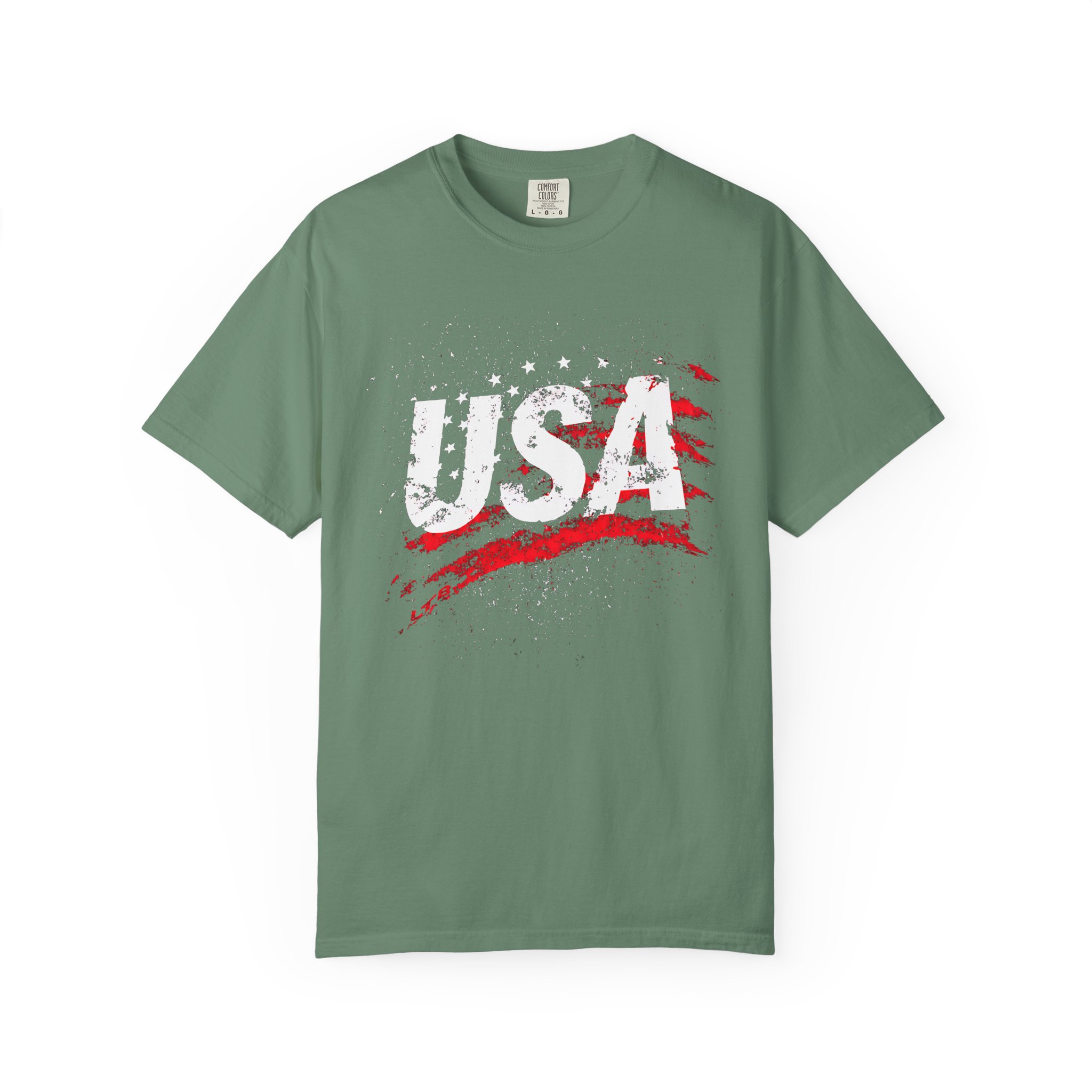 USA T-Shirt | Distressed Grunge Flag Brushstroke Patriotic Streetwear Tee - Image 4