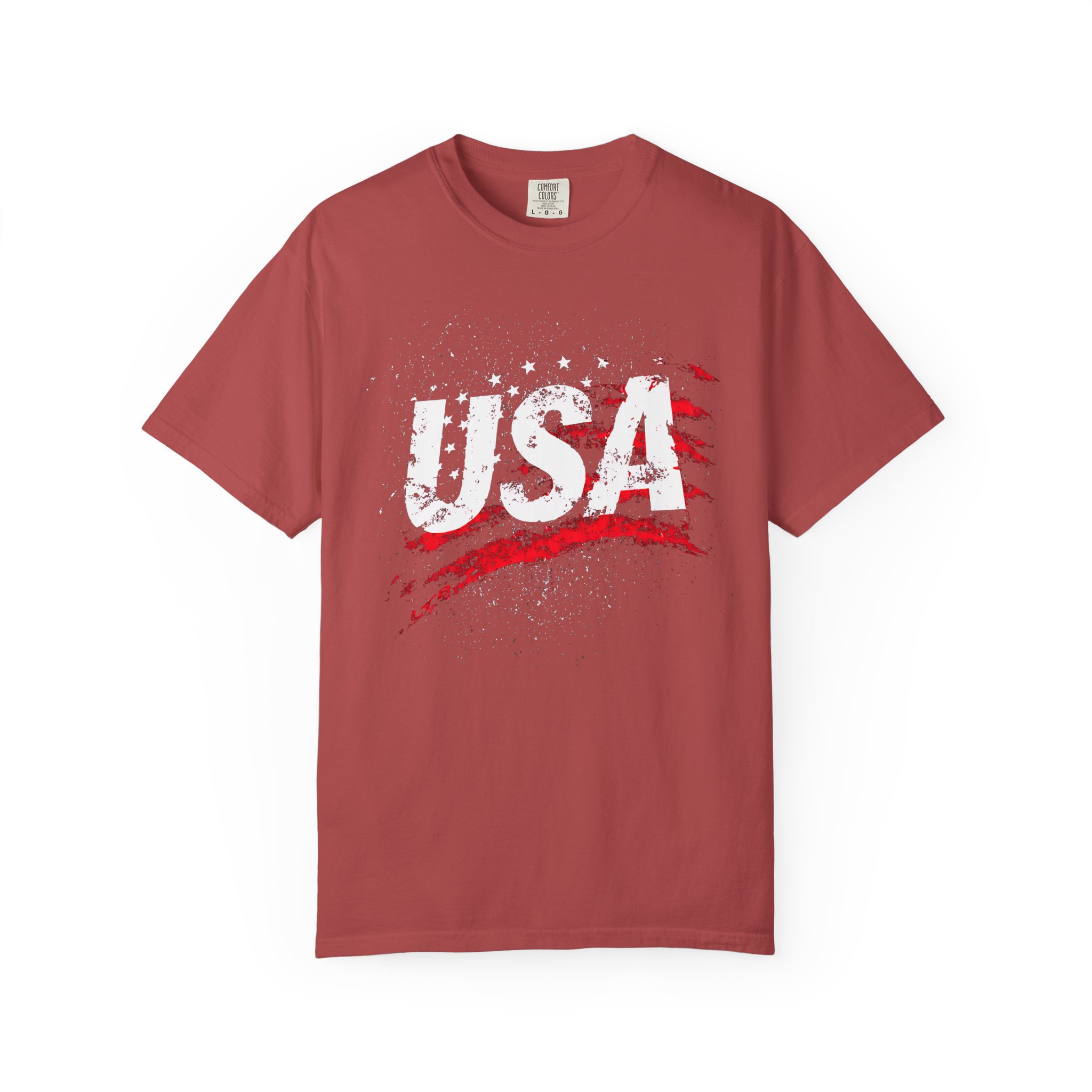 USA T-Shirt | Distressed Grunge Flag Brushstroke Patriotic Streetwear Tee - Image 14