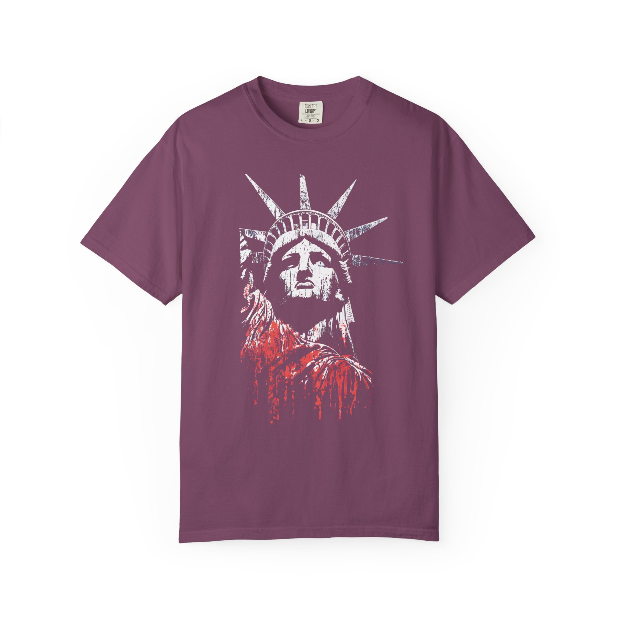 Statue of Liberty T-Shirt | Distressed Red Drip Patriotic Streetwear Tee - Image 12