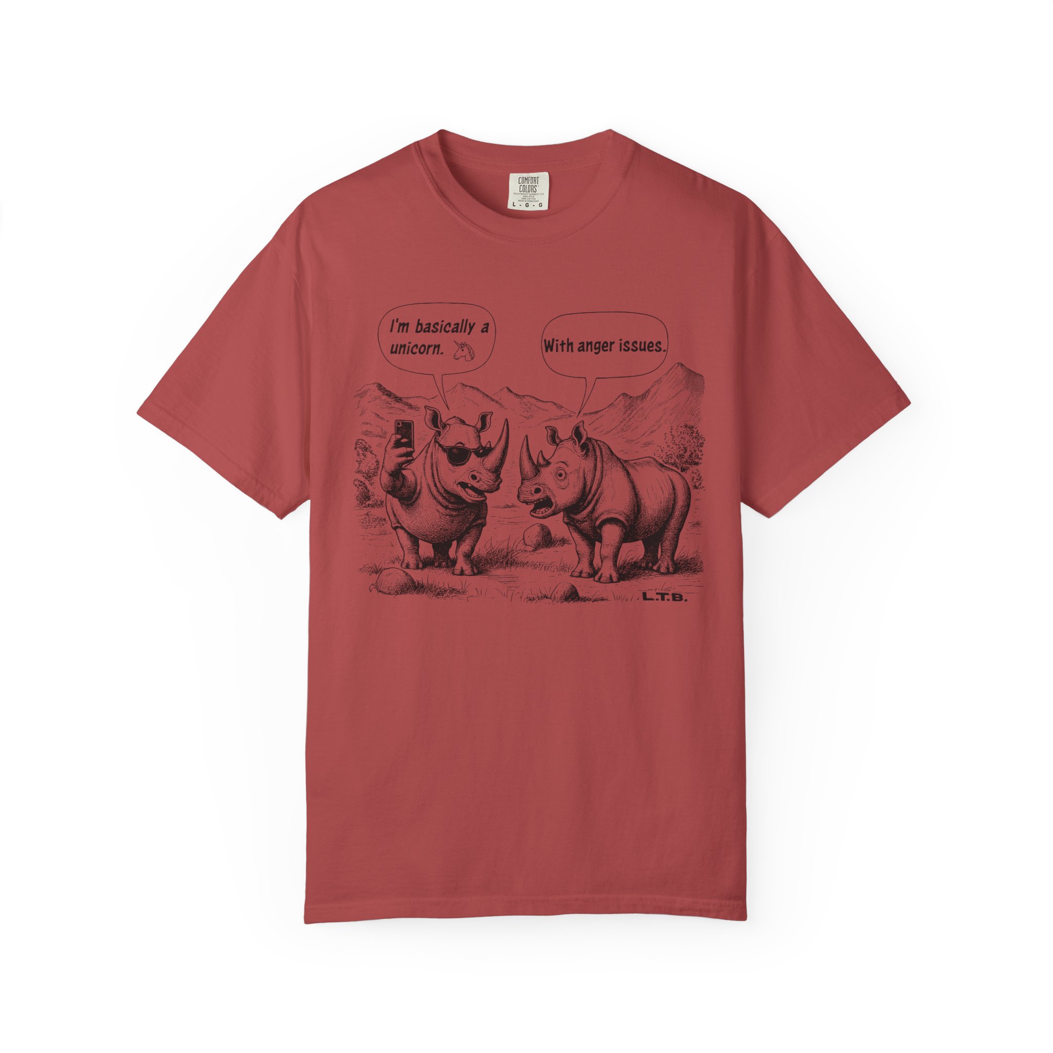 Rhino Cartoon T-Shirt | Funny "I'm basically a unicorn... with anger issues" Animal Humor Streetwear Tee - Image 14