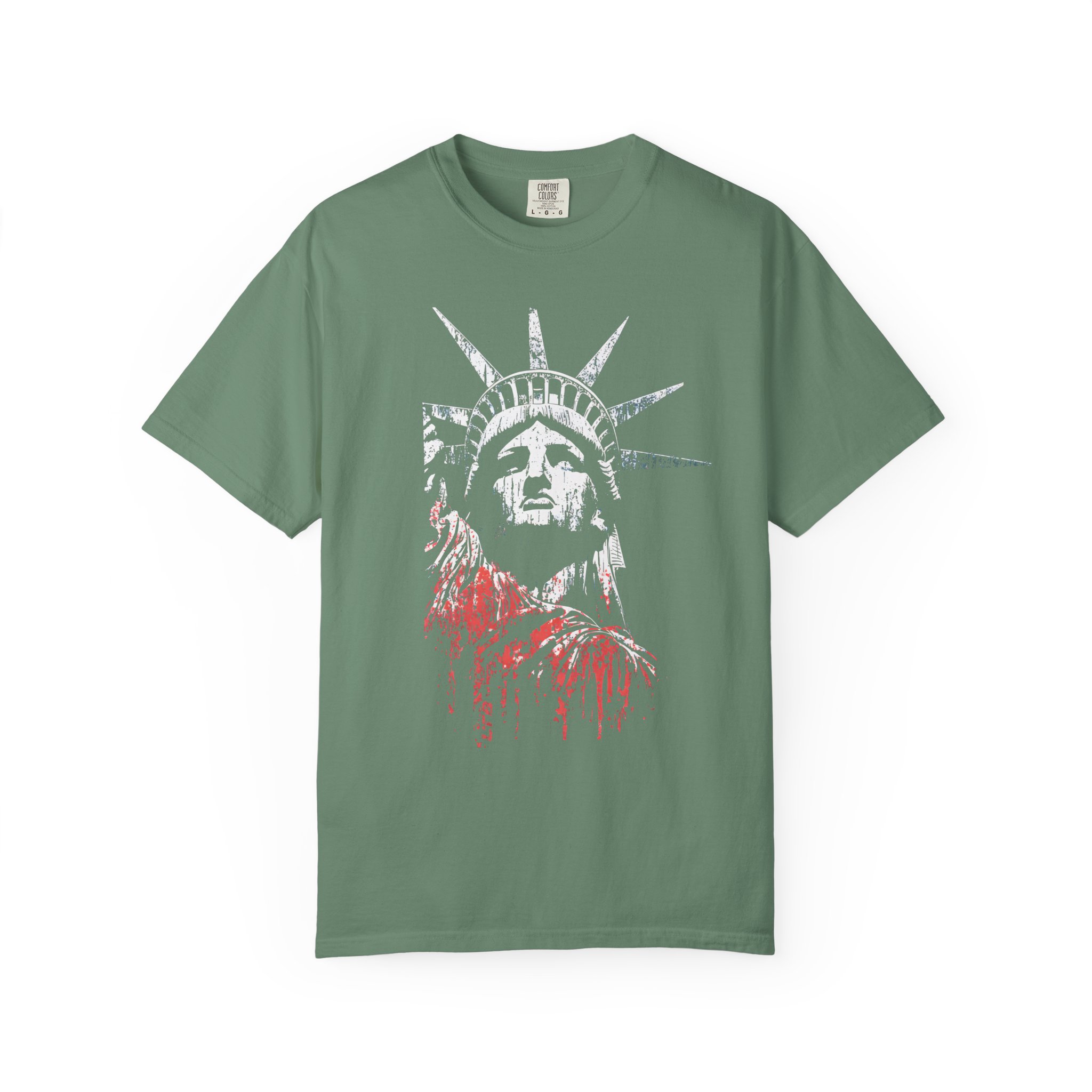 Statue of Liberty T-Shirt | Distressed Red Drip Patriotic Streetwear Tee - Image 5
