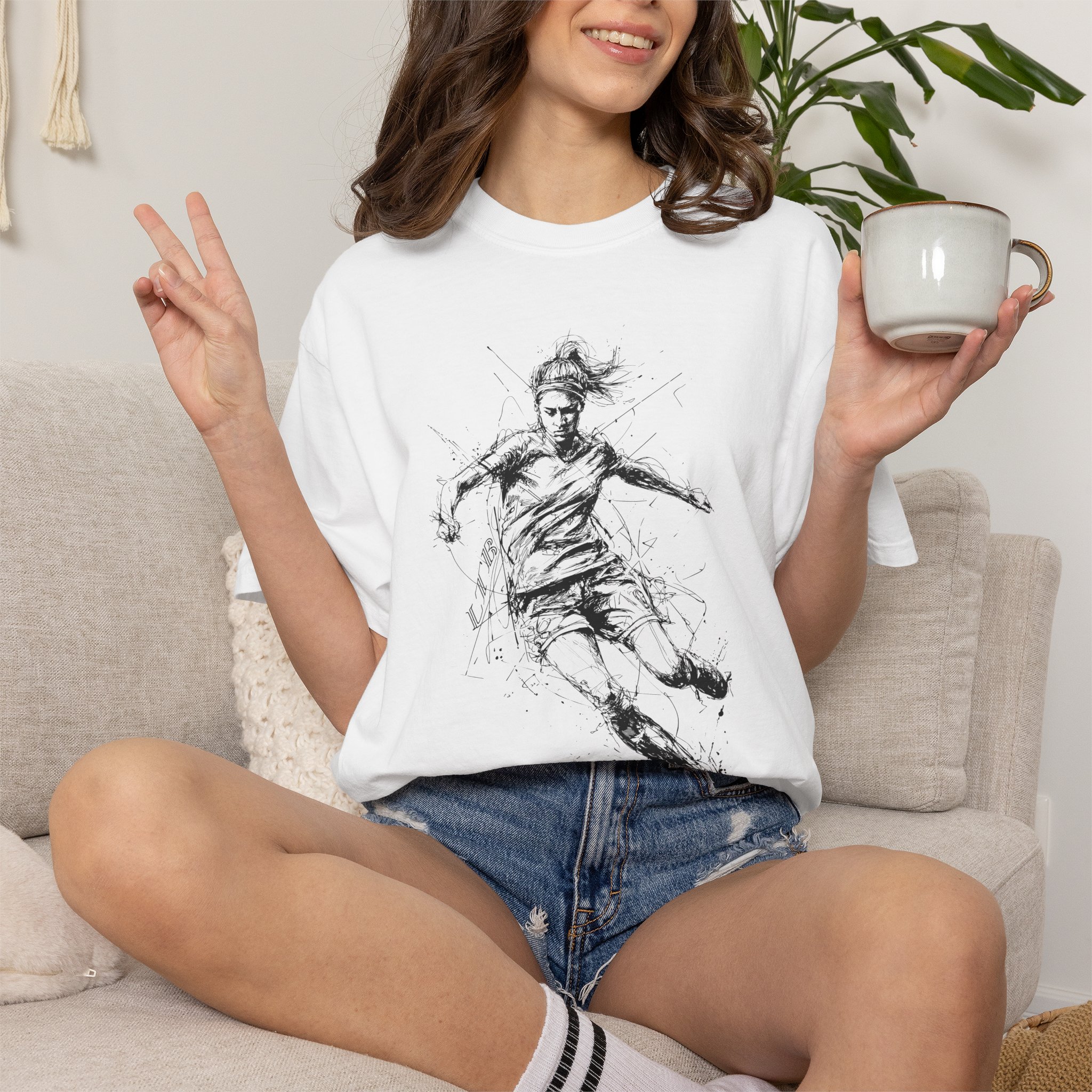 Women’s Soccer T-Shirt | Dynamic Running Motion Female Athlete Tee - Image 2