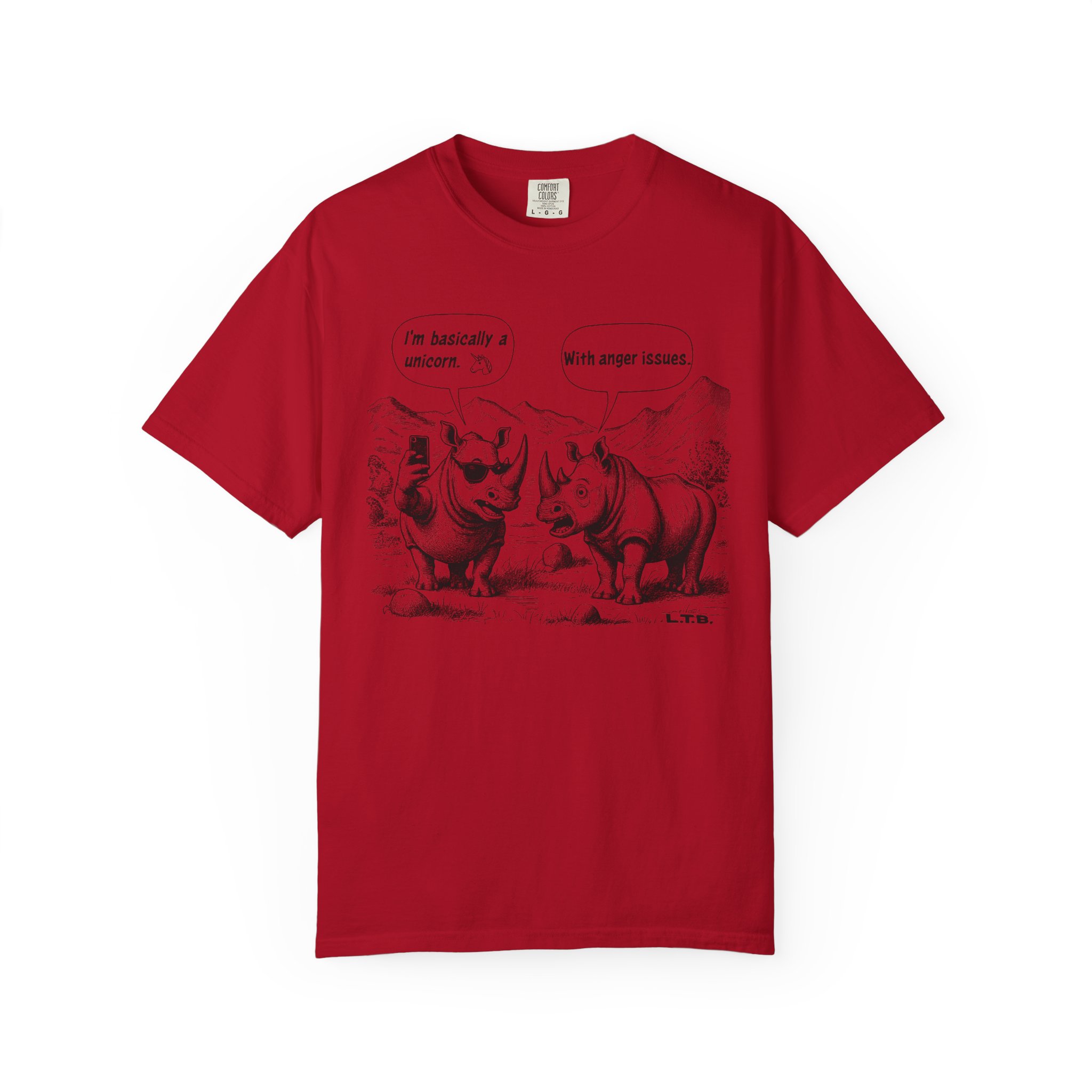 Rhino Cartoon T-Shirt | Funny "I'm basically a unicorn... with anger issues" Animal Humor Streetwear Tee - Image 15