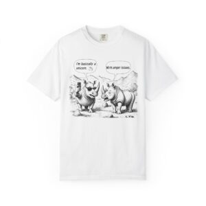Rhino Cartoon T-Shirt | Funny "I'm basically a unicorn... with anger issues" Animal Humor Streetwear Tee