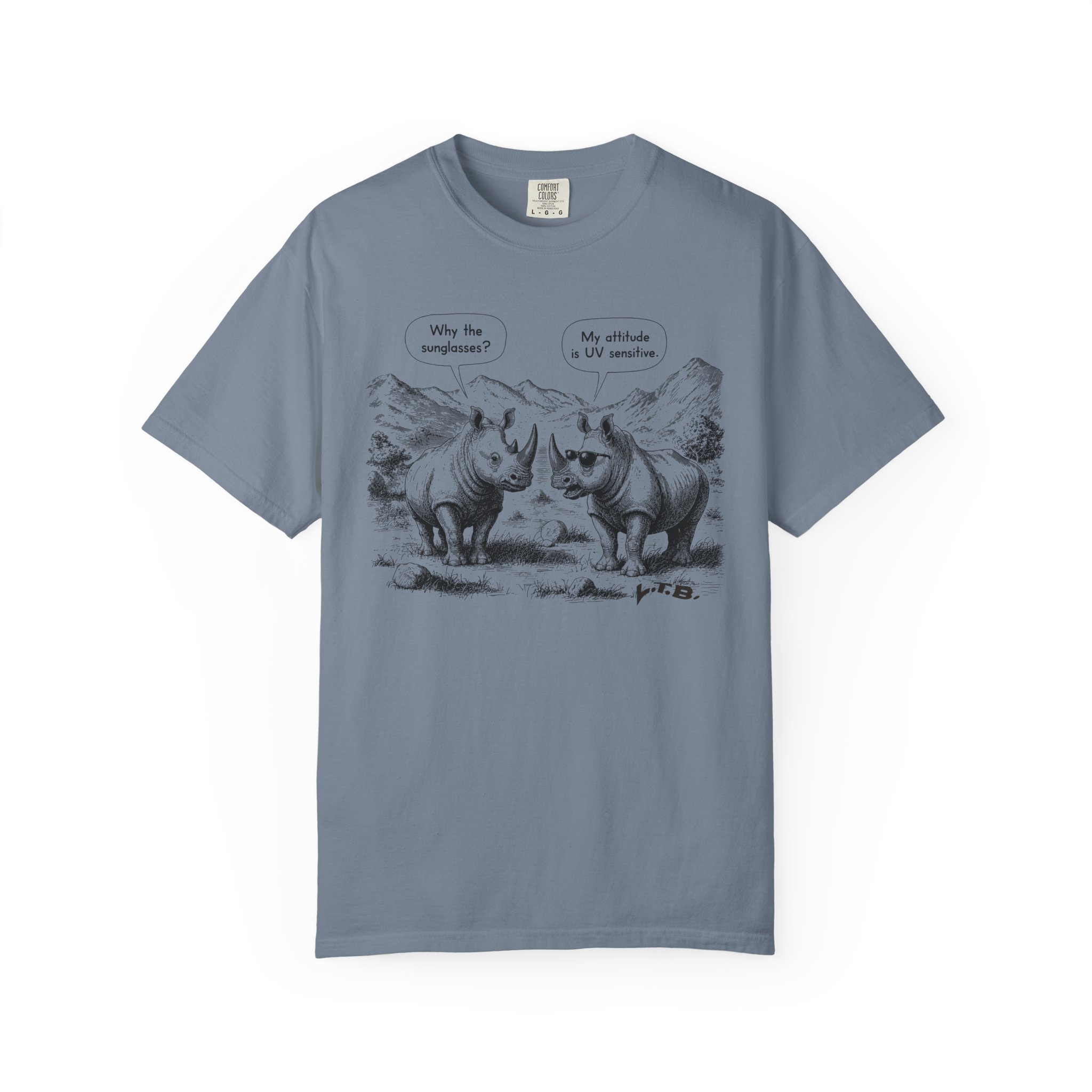 Rhino Attitude T-Shirt | Funny UV Sensitive Sunglasses Animal Streetwear Tee - Image 11