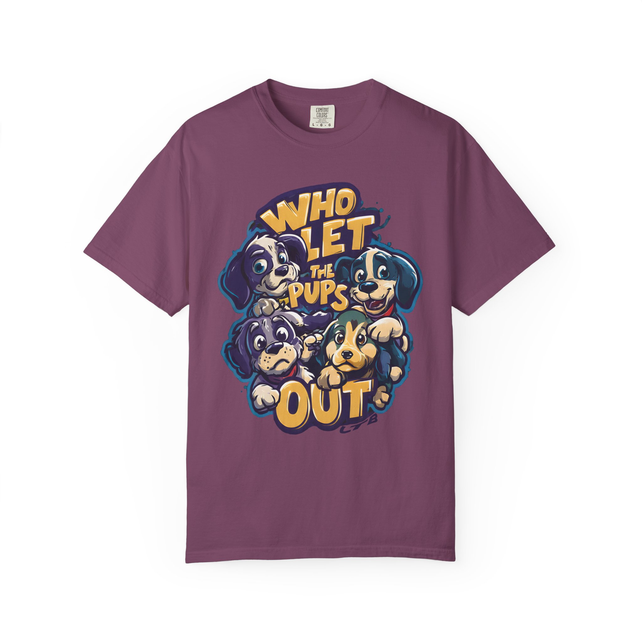 Who Let the Pups Out T-Shirt | Cute Cartoon Puppy Squad Streetwear Tee - Image 7