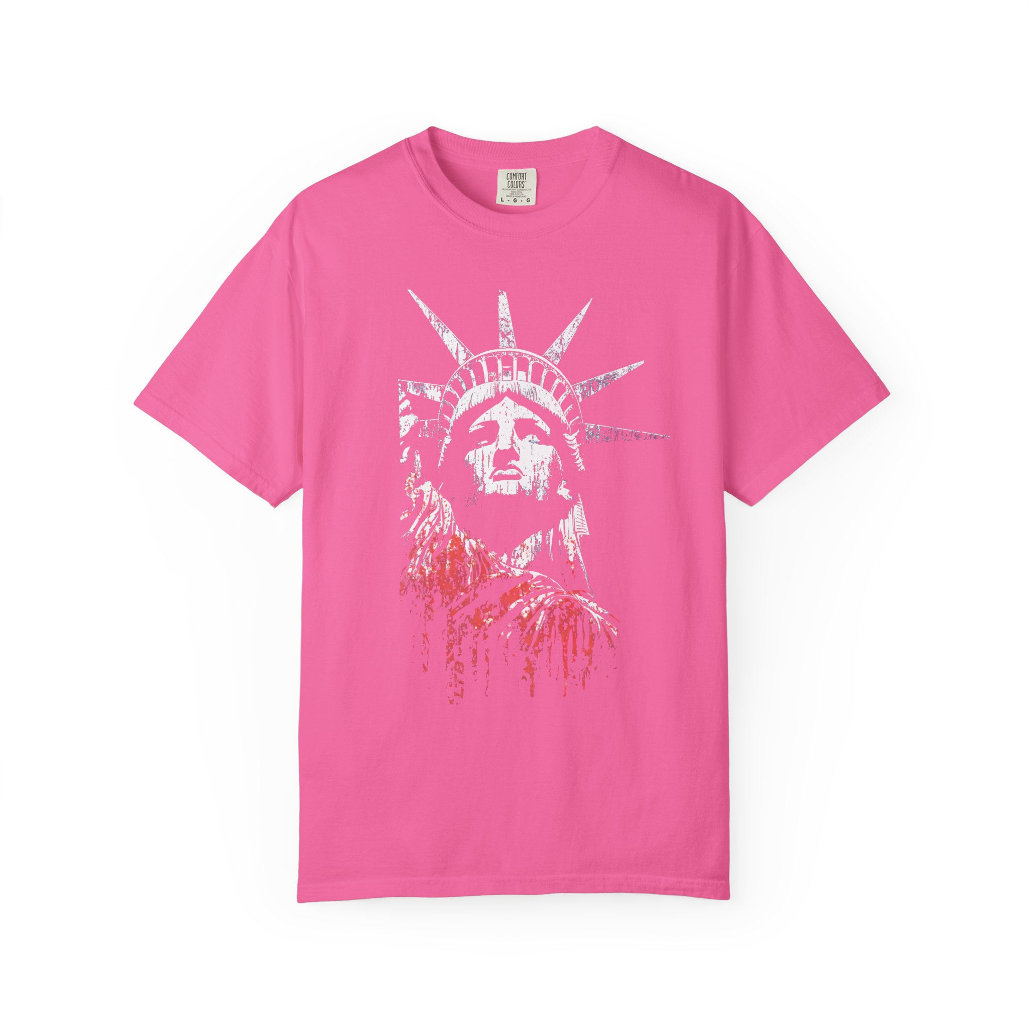 Statue of Liberty T-Shirt | Distressed Red Drip Patriotic Streetwear Tee - Image 11