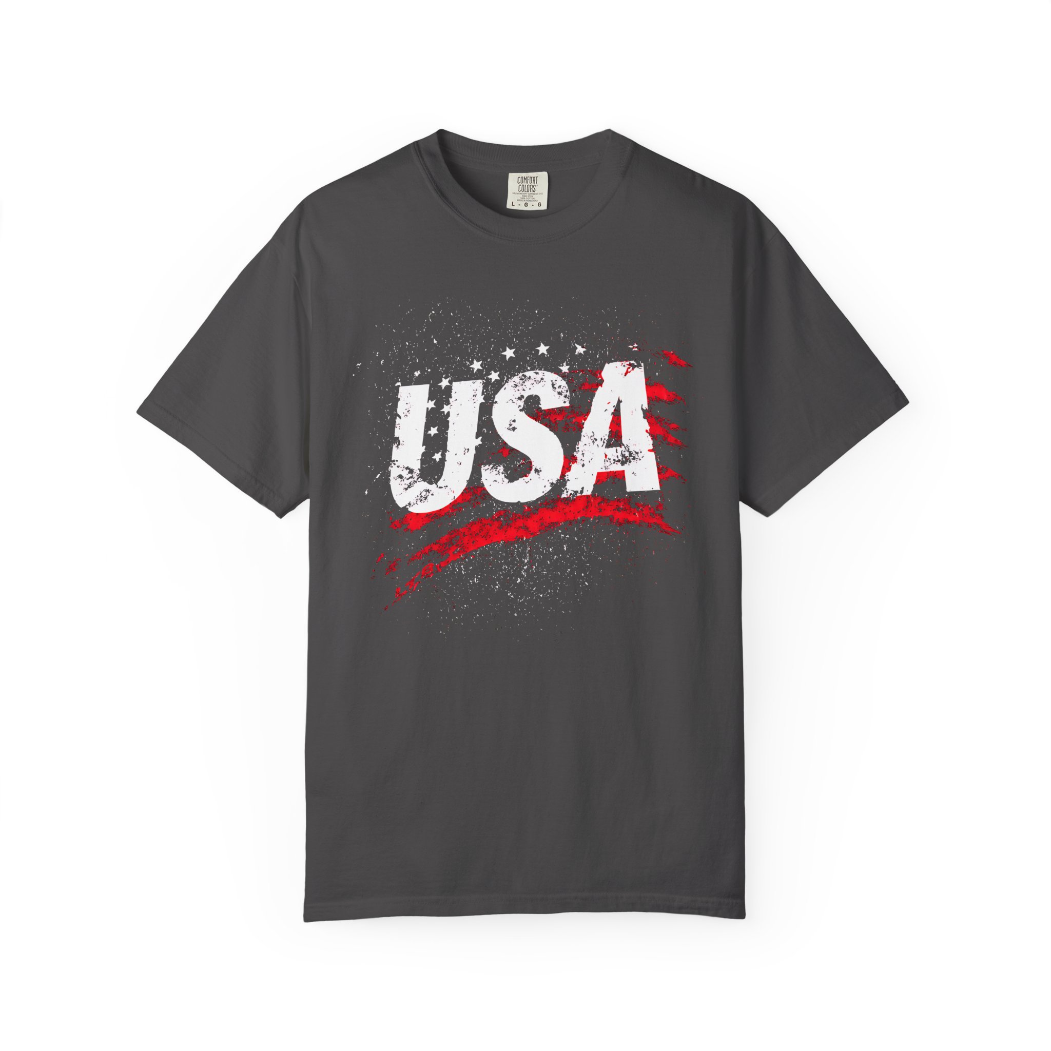 USA T-Shirt | Distressed Grunge Flag Brushstroke Patriotic Streetwear Tee - Image 9