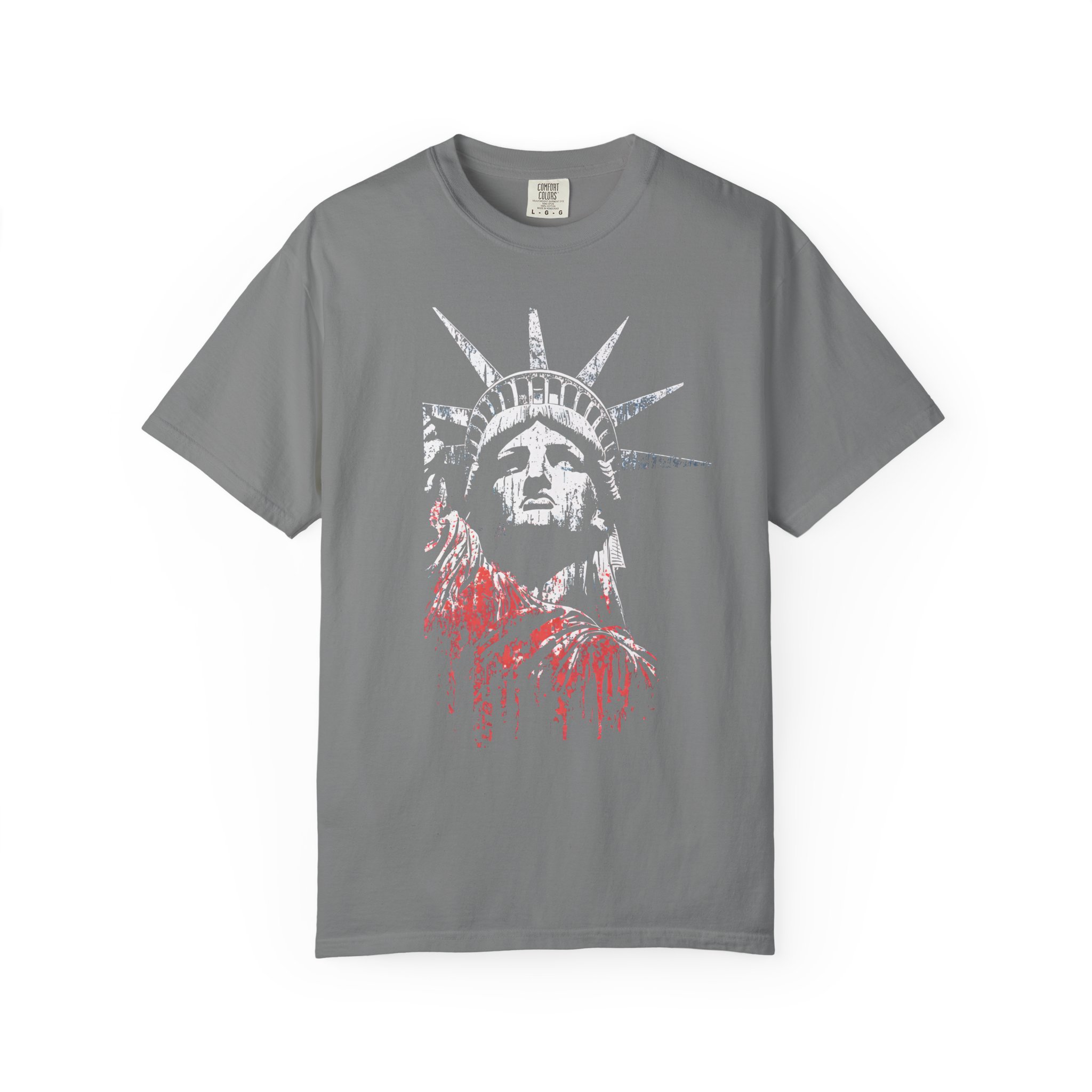 Statue of Liberty T-Shirt | Distressed Red Drip Patriotic Streetwear Tee - Image 4