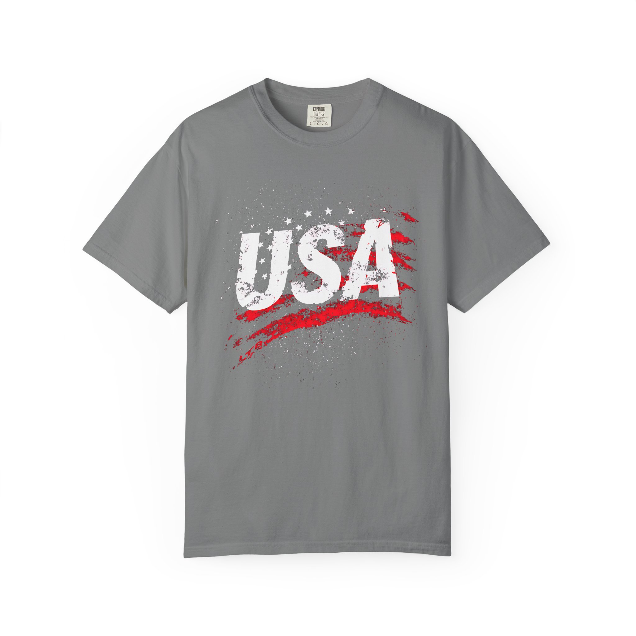 USA T-Shirt | Distressed Grunge Flag Brushstroke Patriotic Streetwear Tee - Image 3