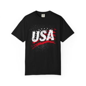 USA T-Shirt | Distressed Grunge Flag Brushstroke Patriotic Streetwear Tee