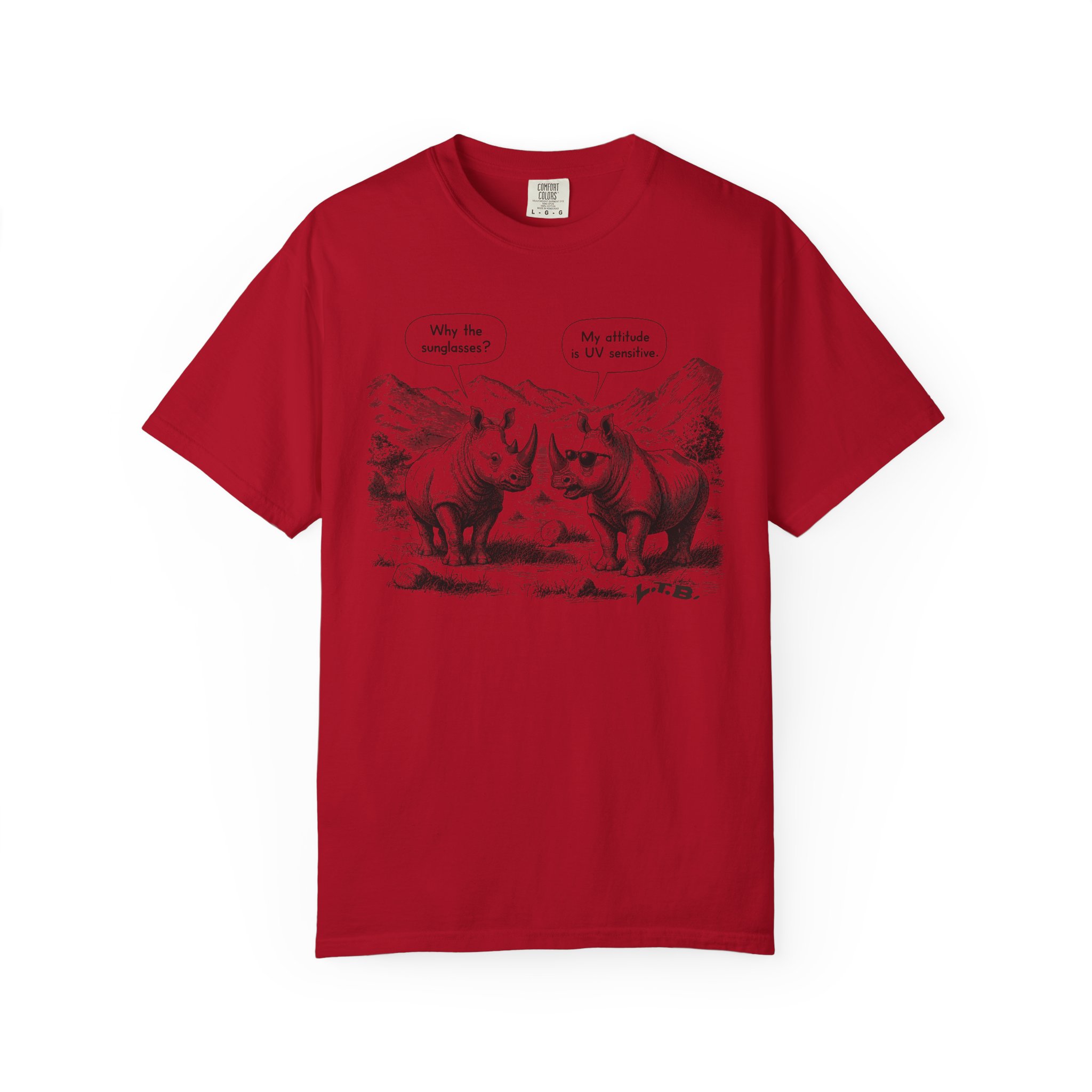 Rhino Attitude T-Shirt | Funny UV Sensitive Sunglasses Animal Streetwear Tee - Image 15