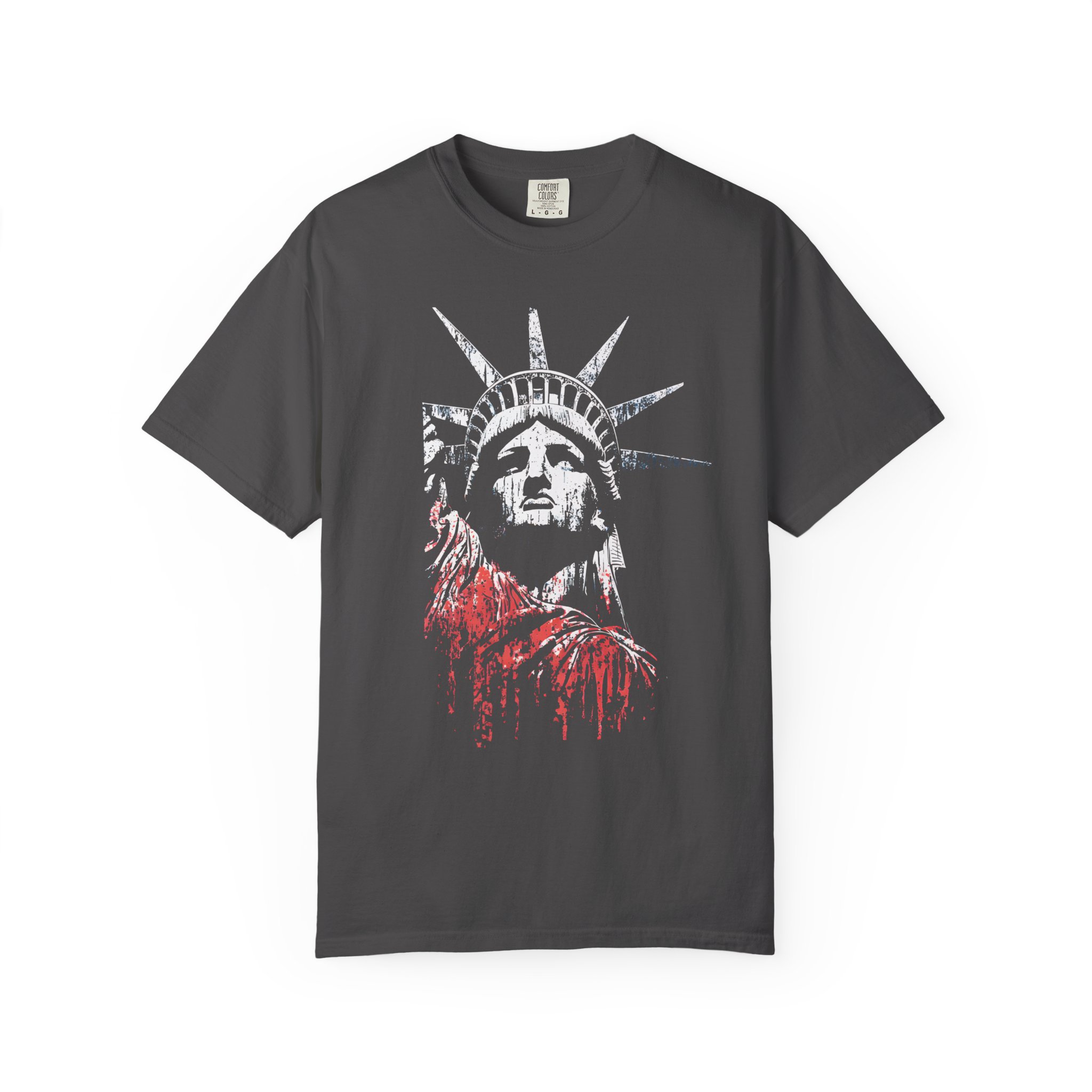 Statue of Liberty T-Shirt | Distressed Red Drip Patriotic Streetwear Tee - Image 9