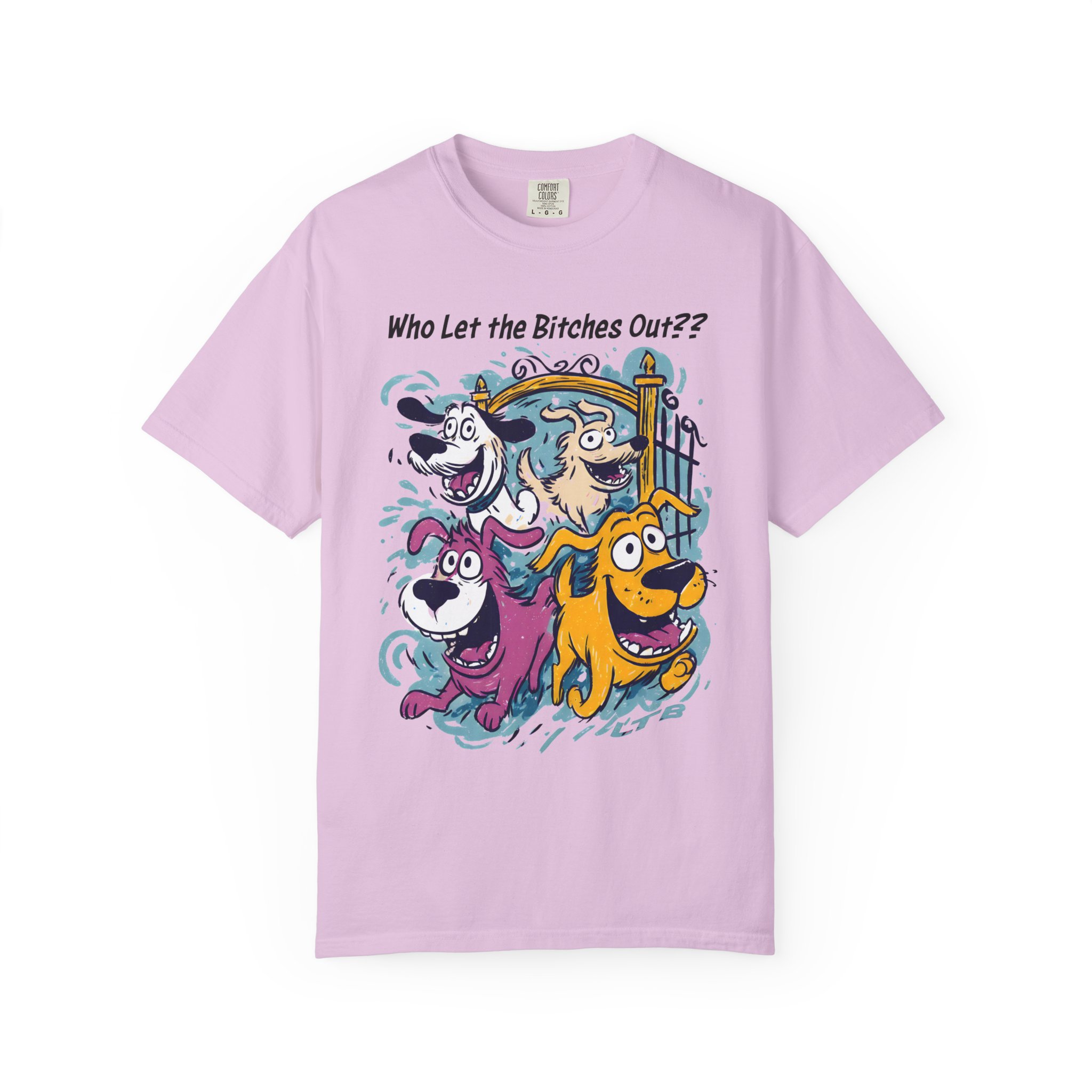 Who Let the Bitches Out T-Shirt | Funny Running Dogs Cartoon Streetwear Tee - Image 11