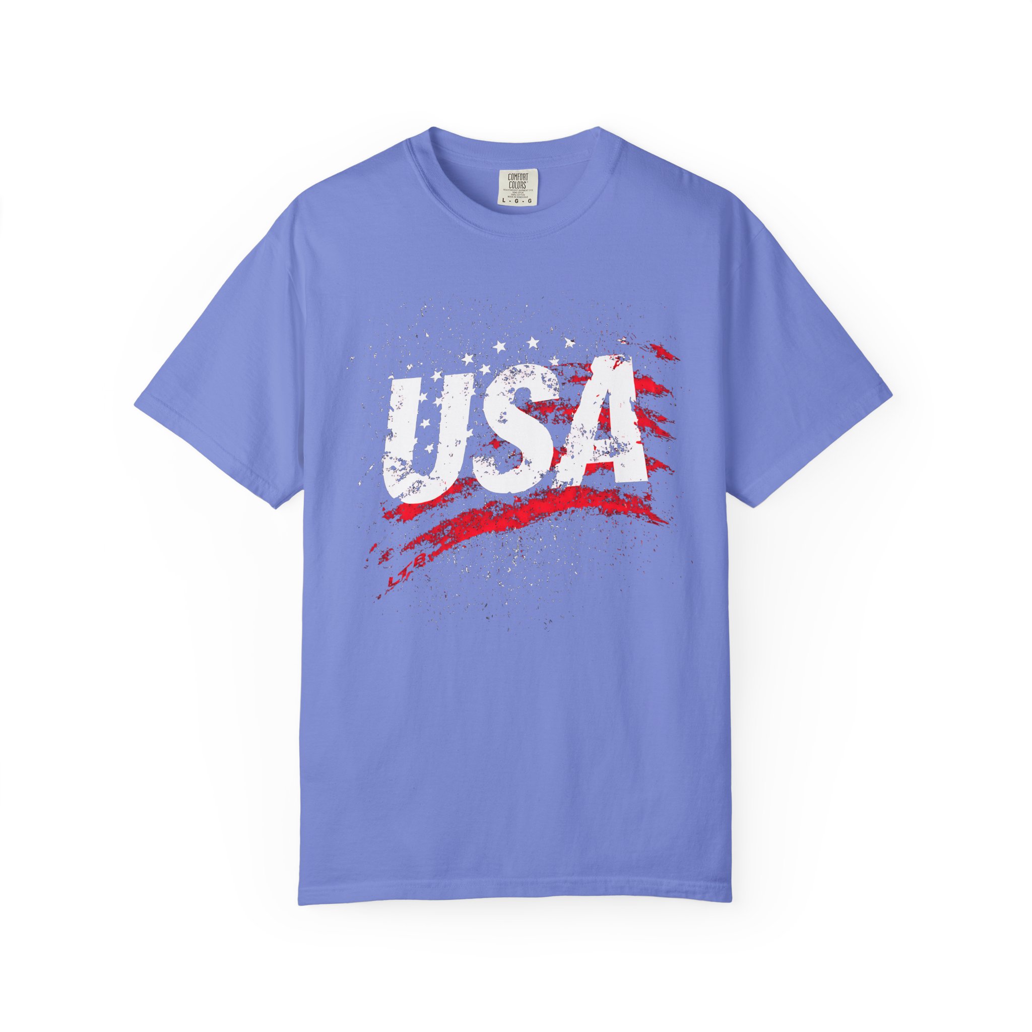 USA T-Shirt | Distressed Grunge Flag Brushstroke Patriotic Streetwear Tee - Image 7