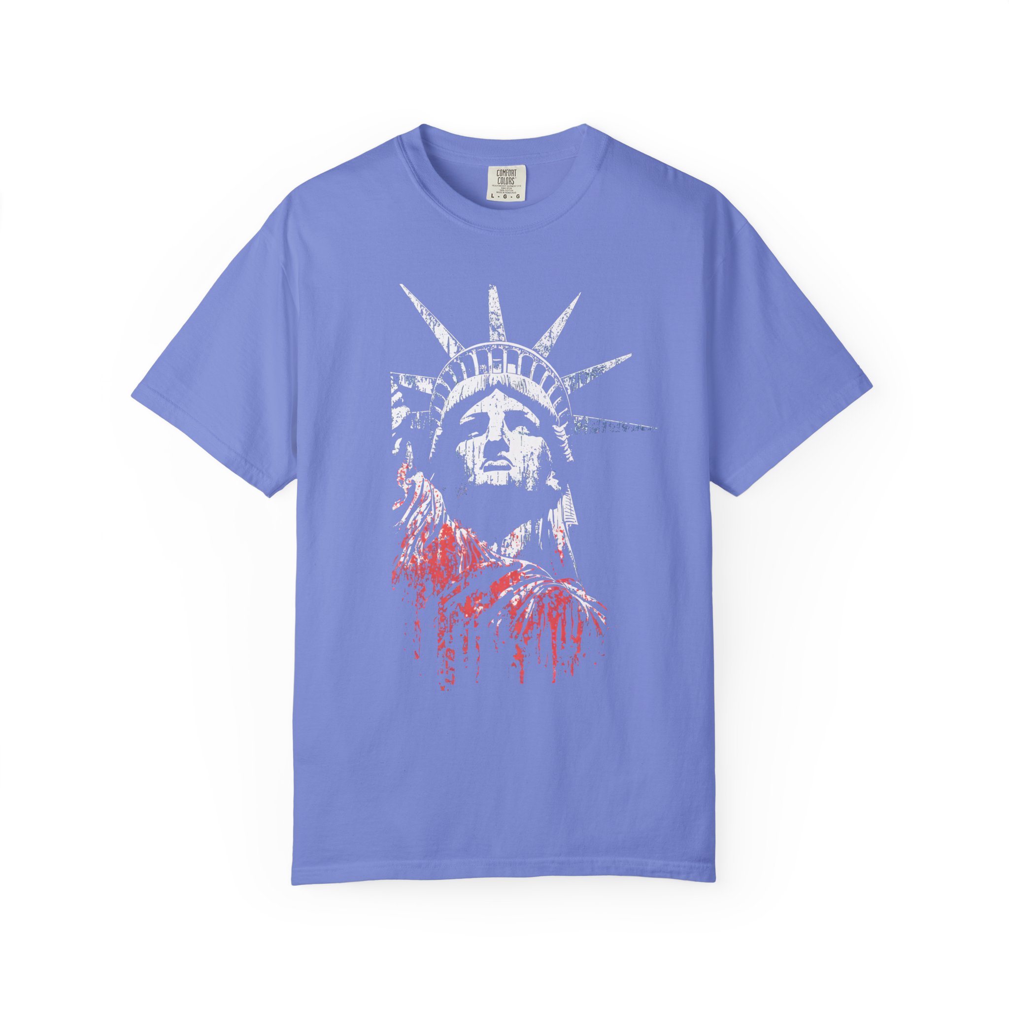 Statue of Liberty T-Shirt | Distressed Red Drip Patriotic Streetwear Tee - Image 7
