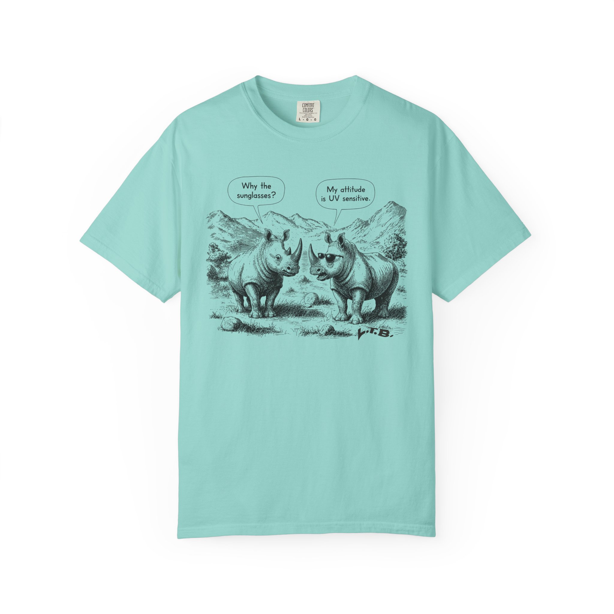Rhino Attitude T-Shirt | Funny UV Sensitive Sunglasses Animal Streetwear Tee - Image 6